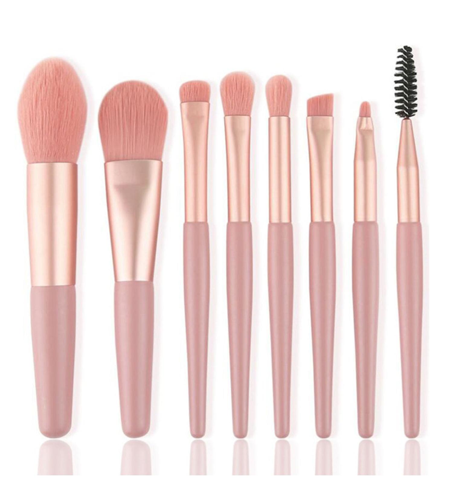 Buy Mini 8-Piece Makeup Brush Set - Soft Portable Travel Kit for Eyeshadow Application & Blending - Perfect for Beginners - Fast International Shipping - Buy Online on SooperMarket.com