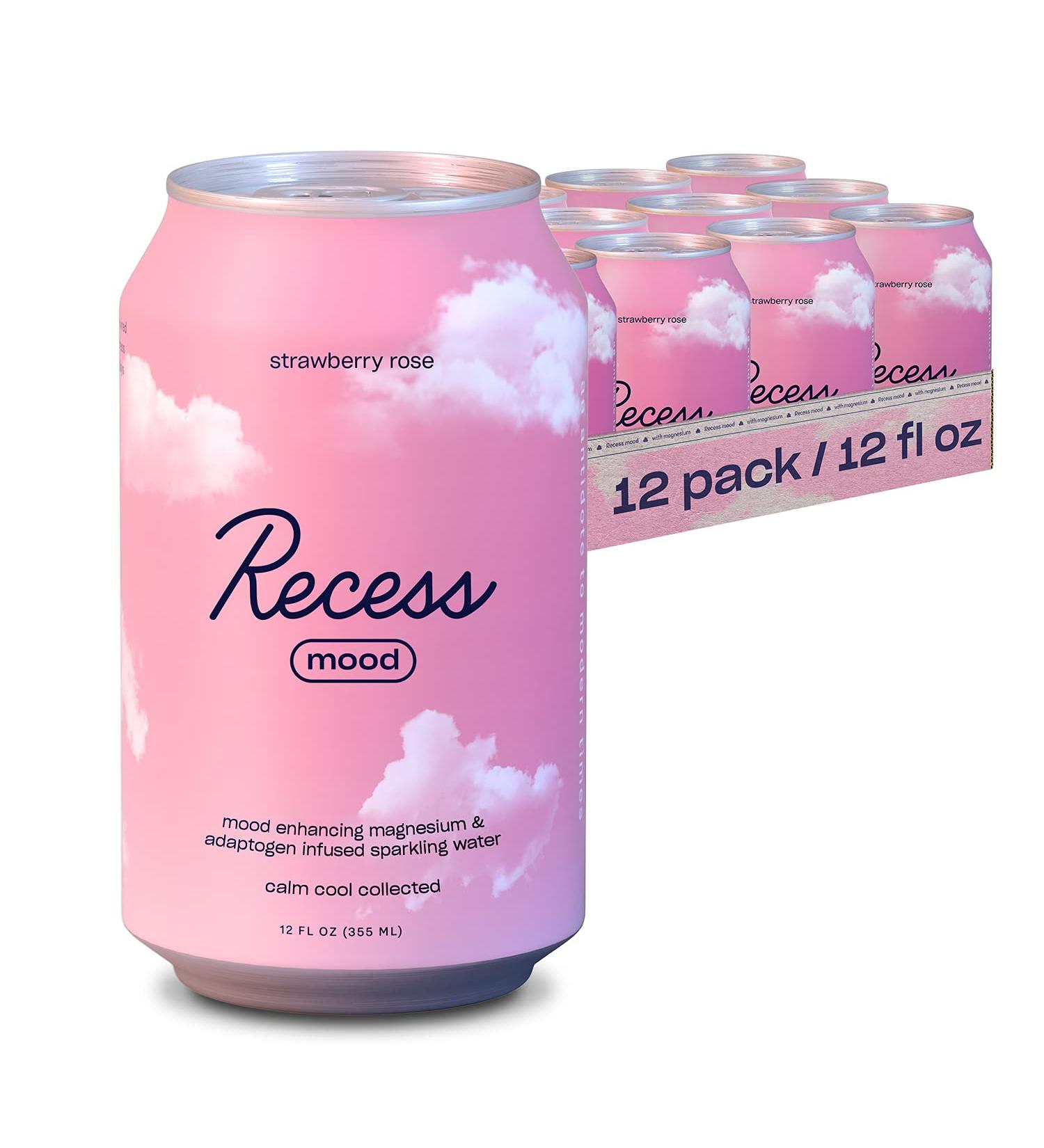 Recess Mood Magnesium Supplement Drink Strawberry Rose 12oz - Pack of 12 | Calming Beverage - Buy Online on SooperMarket.com