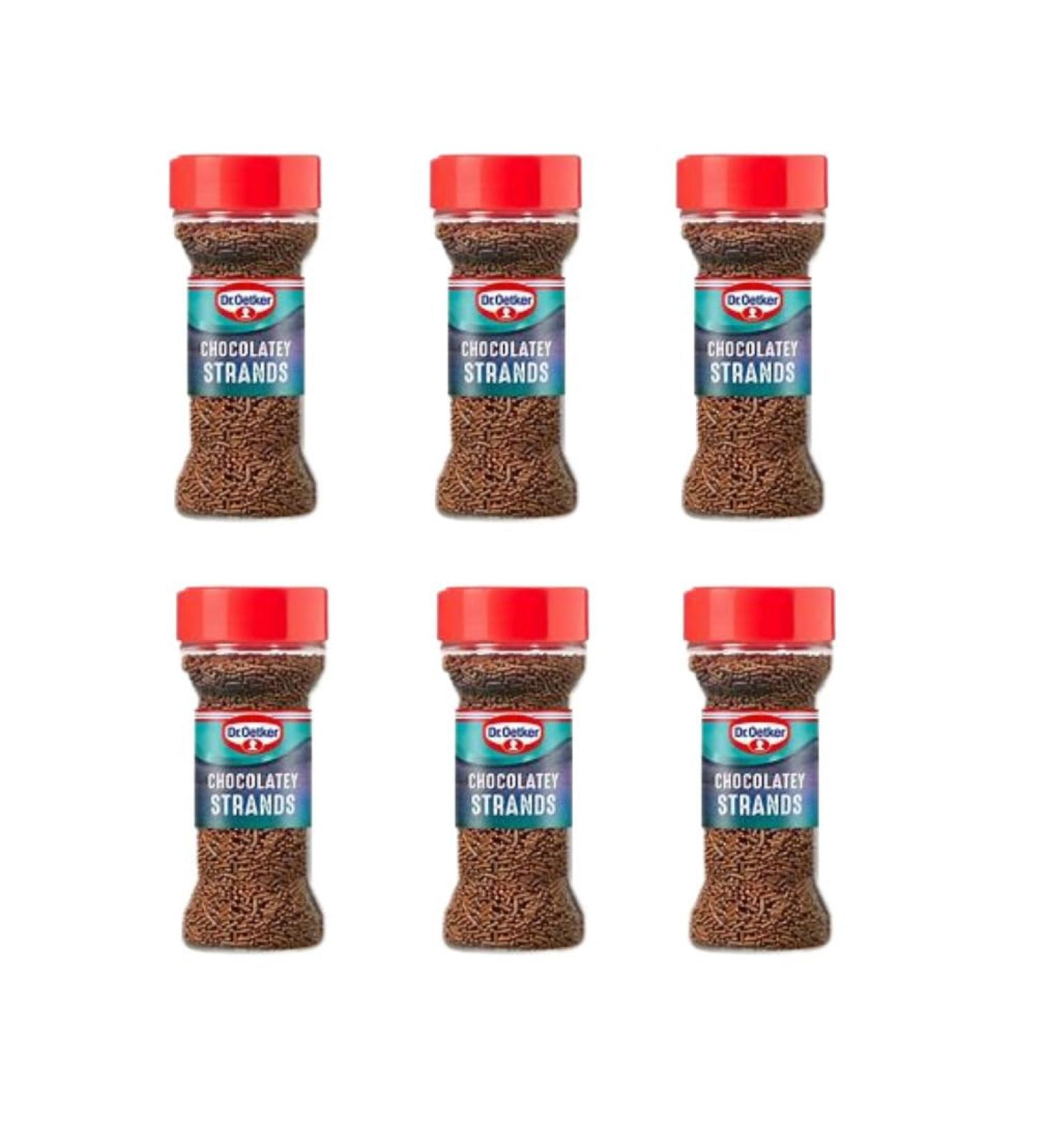 6 x 55g Professional Chocolate Sugar Strands Baking Cake Sprinkles Desert Icing Cooking