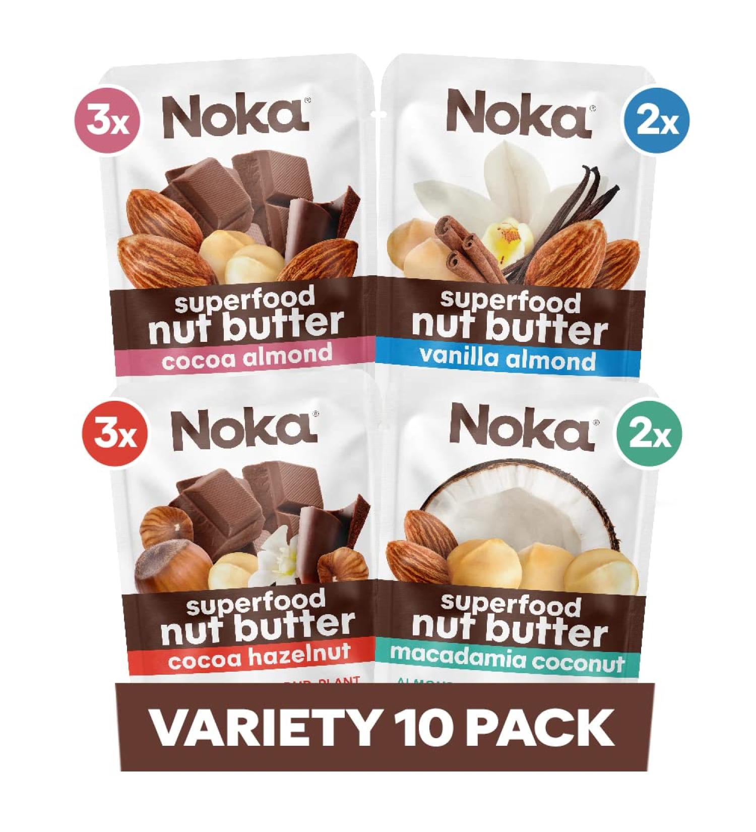 Noka Superfood Nut Butter Pouches Variety Pack - Healthy Snacks with Nuts, Seeds & Plant Protein - Keto, Non GMO, Vegan - 1.15 oz, 10 Count - Buy Online on SooperMarket.com