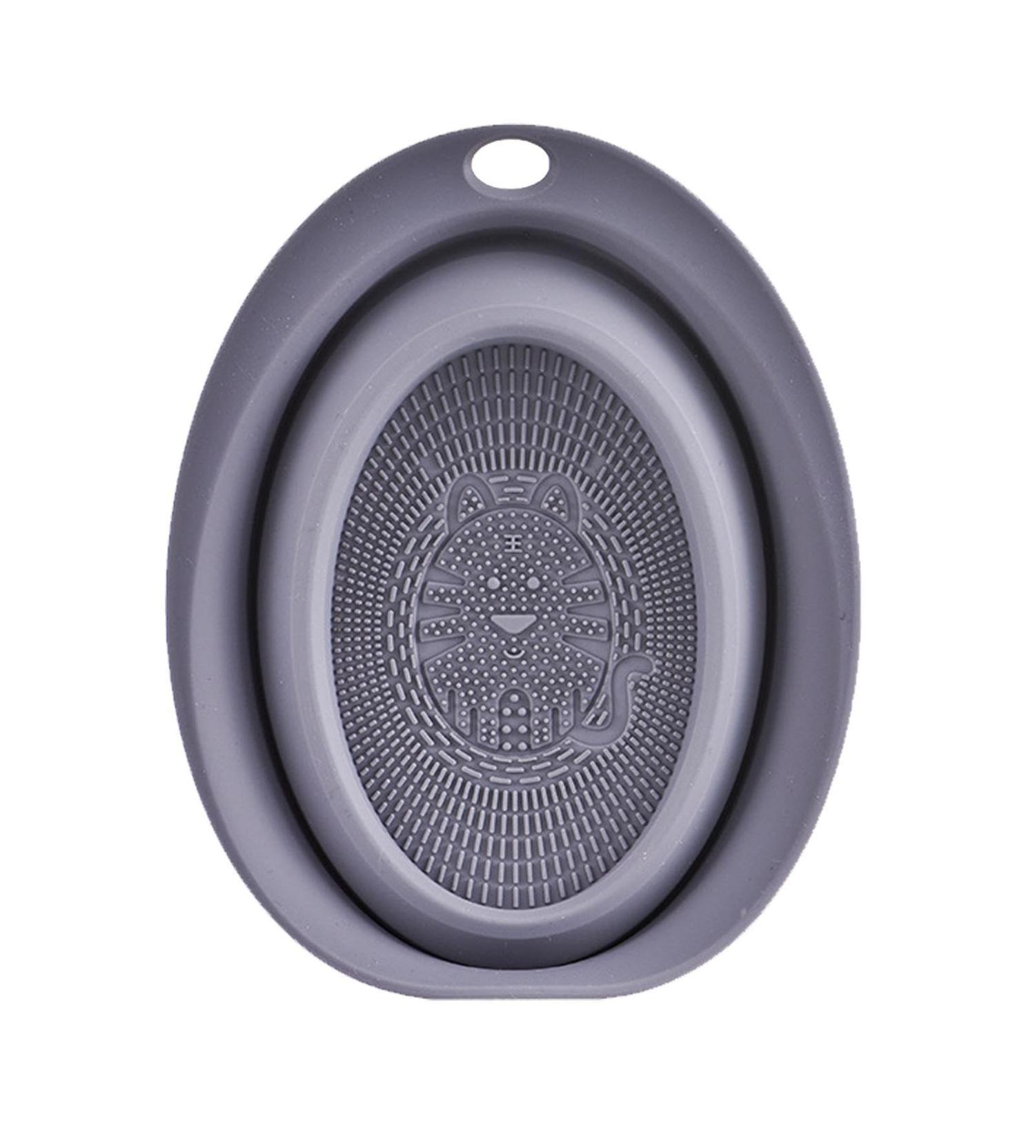 HMLTD Silicone Makeup Brush Cleaning Mat | Silicone Mat for Makeup Brush Washing - Portable Makeup Brush Cleaner Washing Tools for Brushes and Makeup Eggs Grey - Buy Online on SooperMarket.com