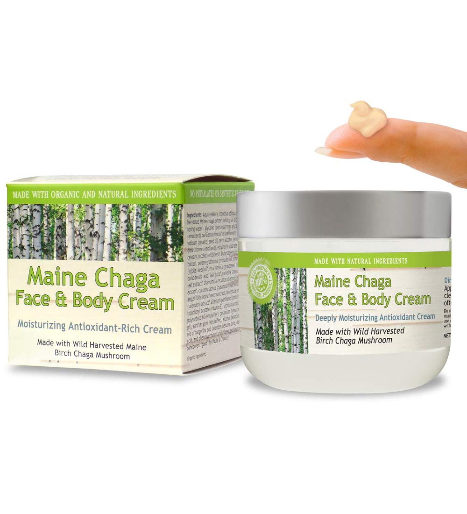 Wild Harvested Maine Chaga Face & Body Cream - 4 oz Value Size | Natural Ingredients | Lightweight & Moisturizing - Buy Online on SooperMarket.com