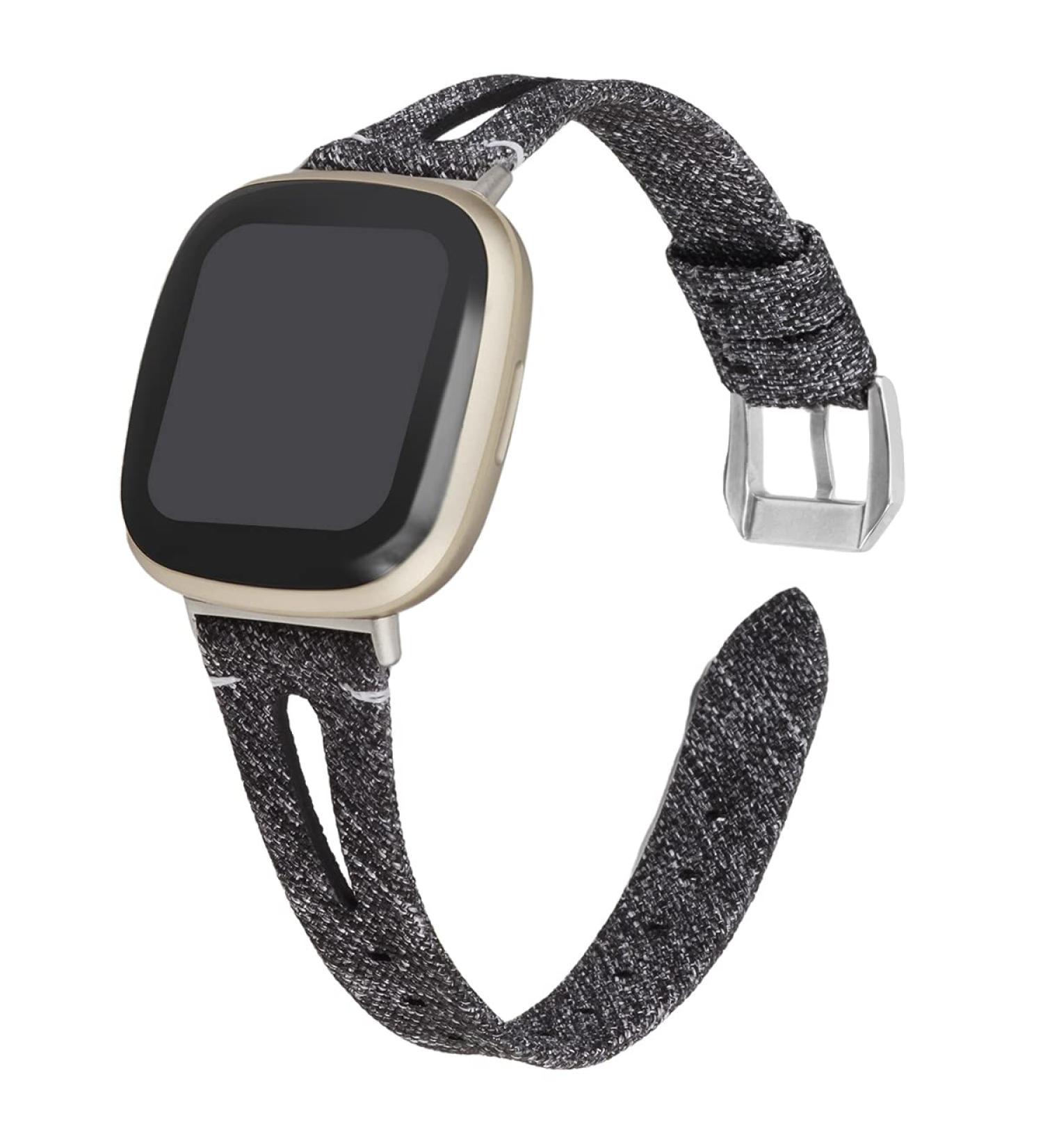 EverSnows Slim Woven Bands for Fitbit Sense/Versa 3 - Soft Fabric Canvas Sport Strap for Men and Women - Charcoal - Buy Online on SooperMarket.com