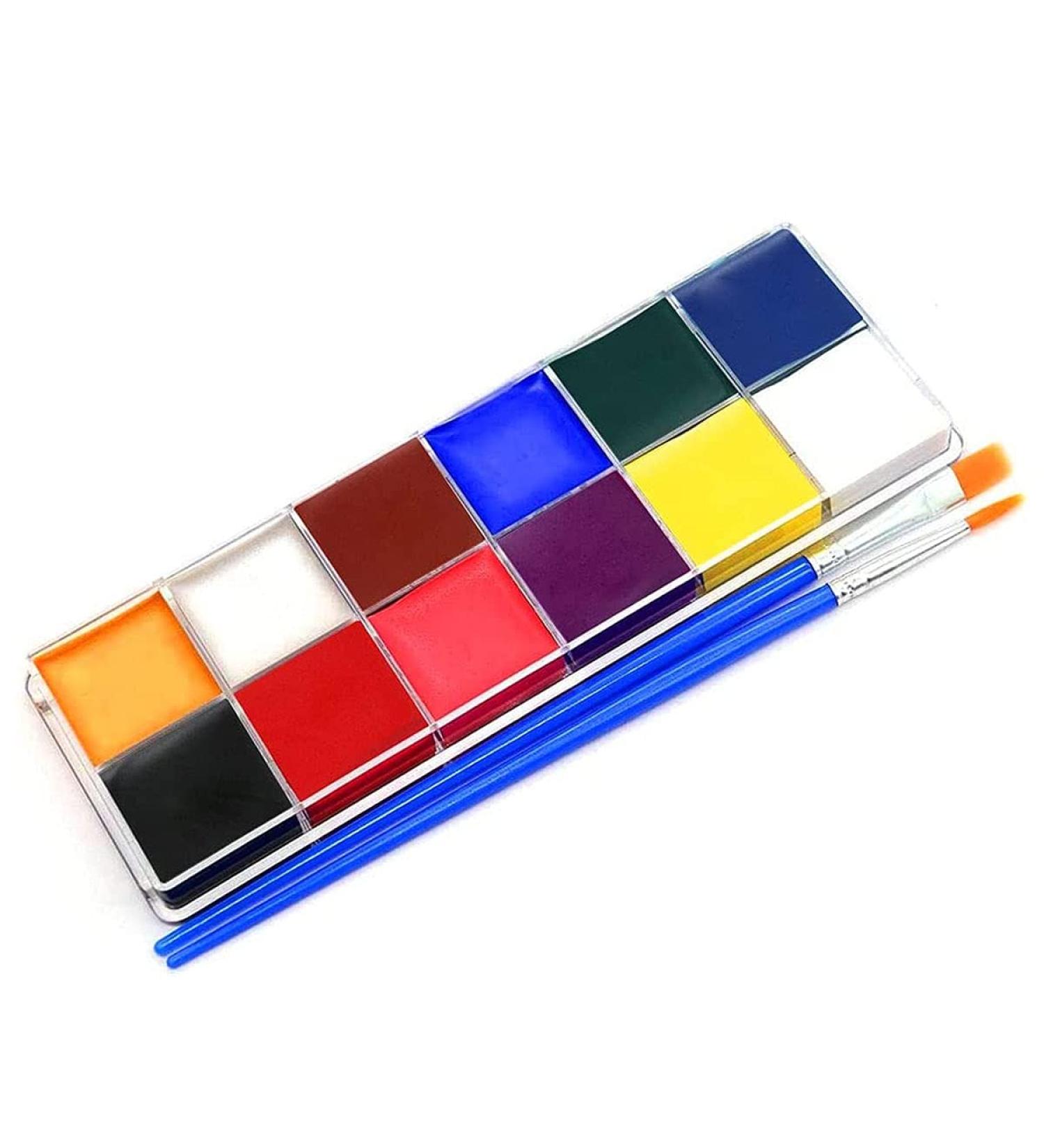 Professional Oil Based Face Paint Palette Set - 12 Flash Colors for Adults, Halloween Makeup & Cosplay - Buy Online on SooperMarket.com