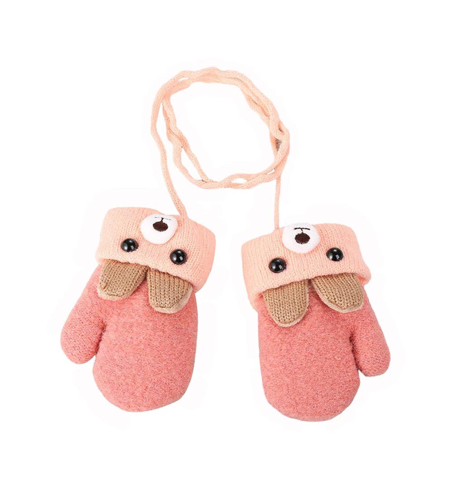 AIDIER Baby Winter Mittens with Fleece Lining | Knitted Gloves for Boys and Girls 0-3 Years | Deep Pink - Buy Online on SooperMarket.com