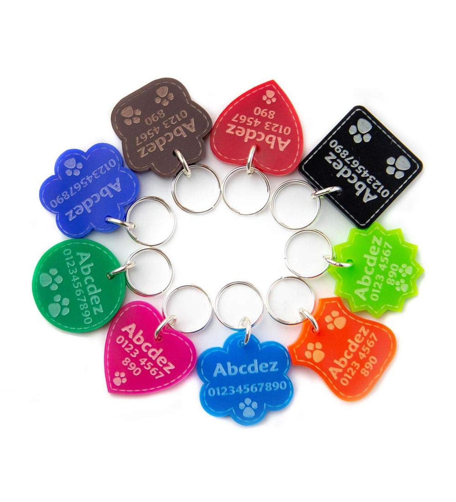 Personalised Cat Dog Tags Pet ID Engraved Acrylic Plastic Acrylic tags - Buy Online on SooperMarket.com