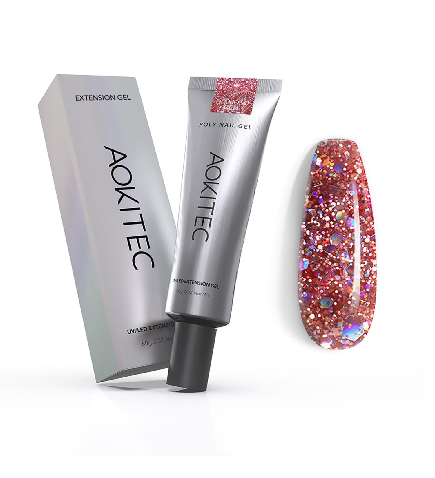Aokitec 60ml Diamond Red Nail Extension Gel - UV Nail Polish for Salon & DIY Nail Design - Buy Online on SooperMarket.com