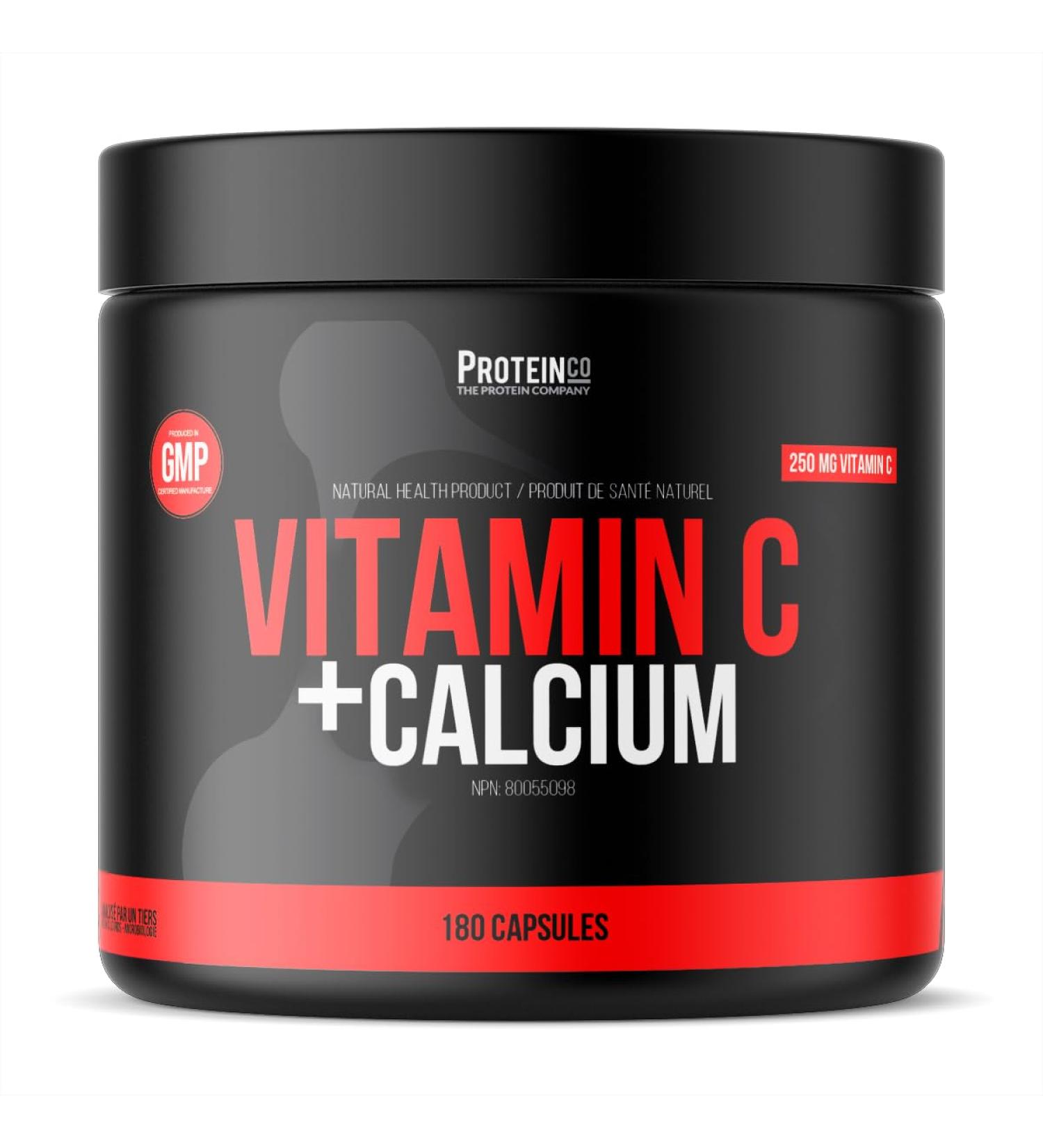 ProteinCo | Vitamin C + Calcium | Rapid and time-release formula | 500 mg | Immune Support | 180 capsules - Buy Online on SooperMarket.com