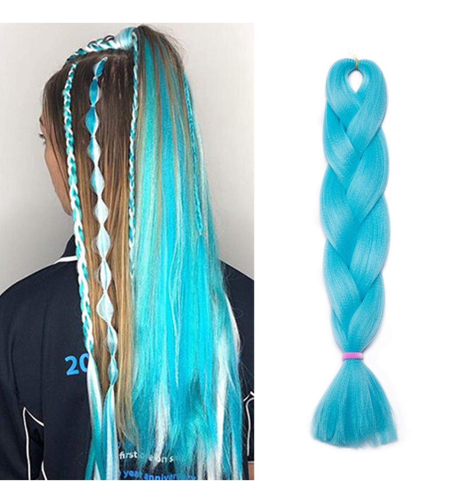 Braiding Hair Extensions Jumbo Braid Hair 24 Inch 1pc High Temperature Synthetic Fiber Hair Extension Sky Blue for Women - Buy Online on SooperMarket.com