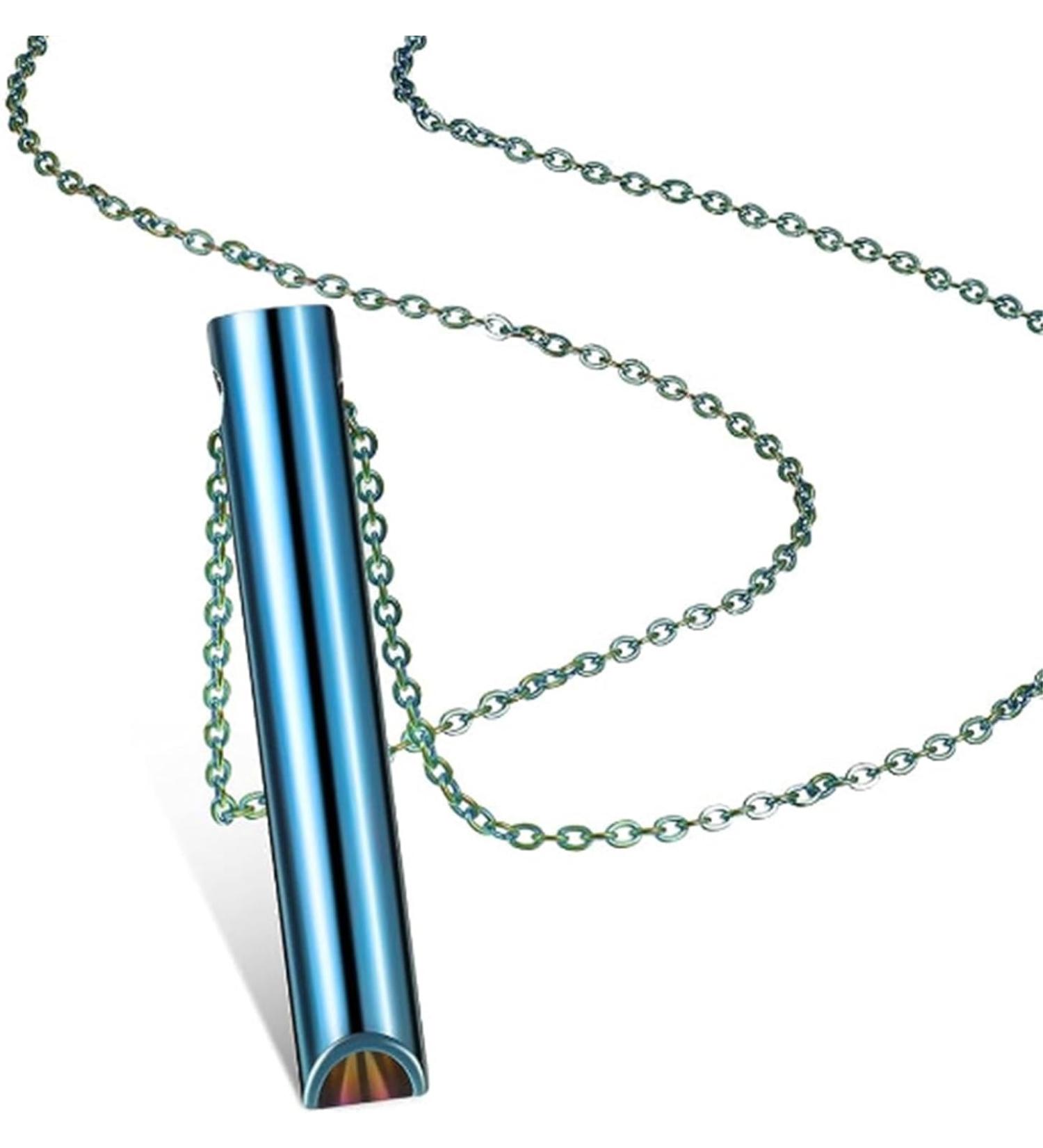 Stainless Steel Mindful Breathing Necklace Breathlace Necklace Quit Smoking Anxiety Necklace The Necklace for Anxiety Stress for Men Women Anxiety Relief (Blue) - Buy Online on SooperMarket.com