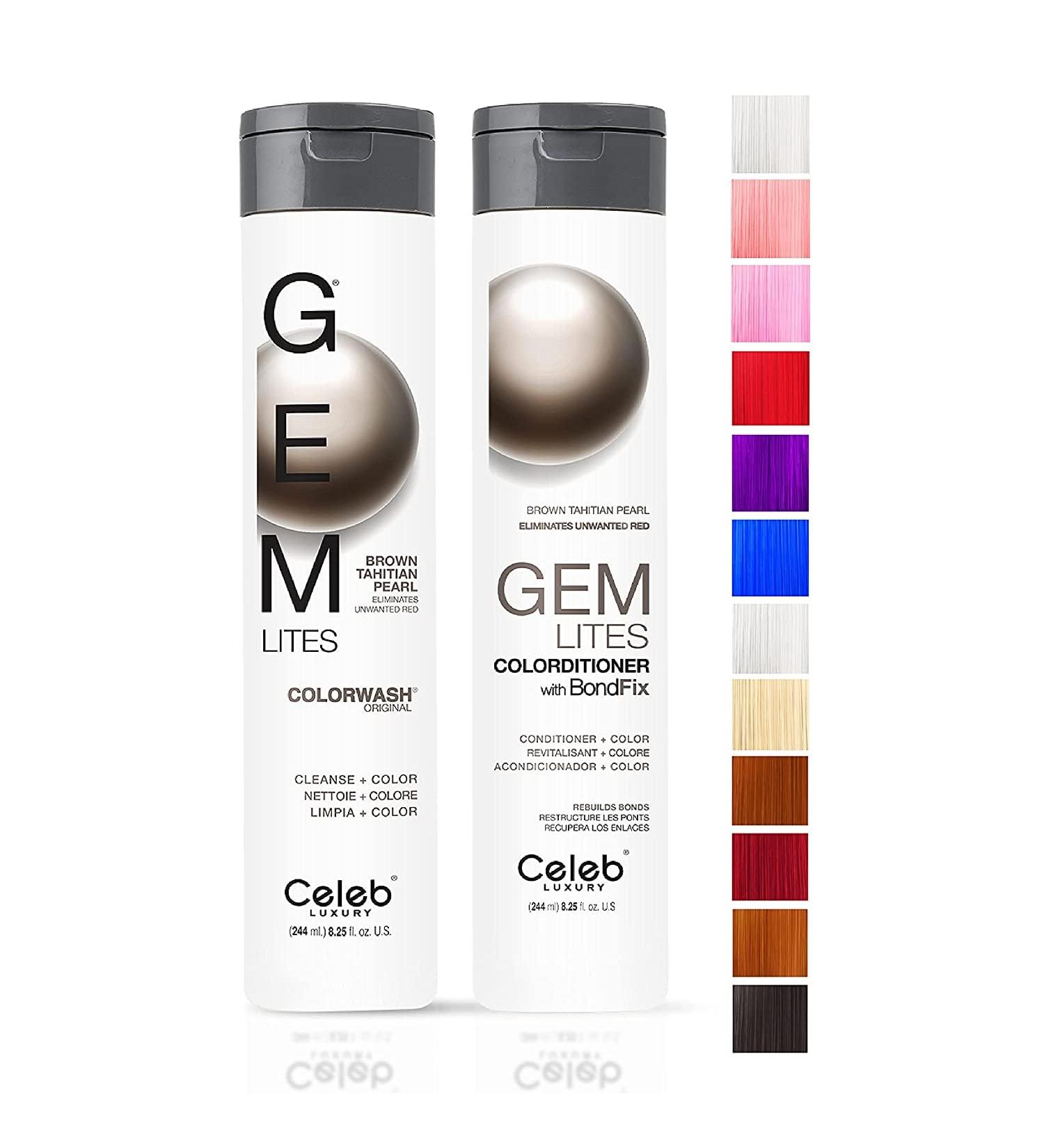 Buy Celeb Luxury Gem Lites Duo Color Depositing Shampoo & Conditioner Set - Vegan Brown Tahitian Pearl Hair Dye | Intense Color & Bond Rebuilder - Buy Online on SooperMarket.com
