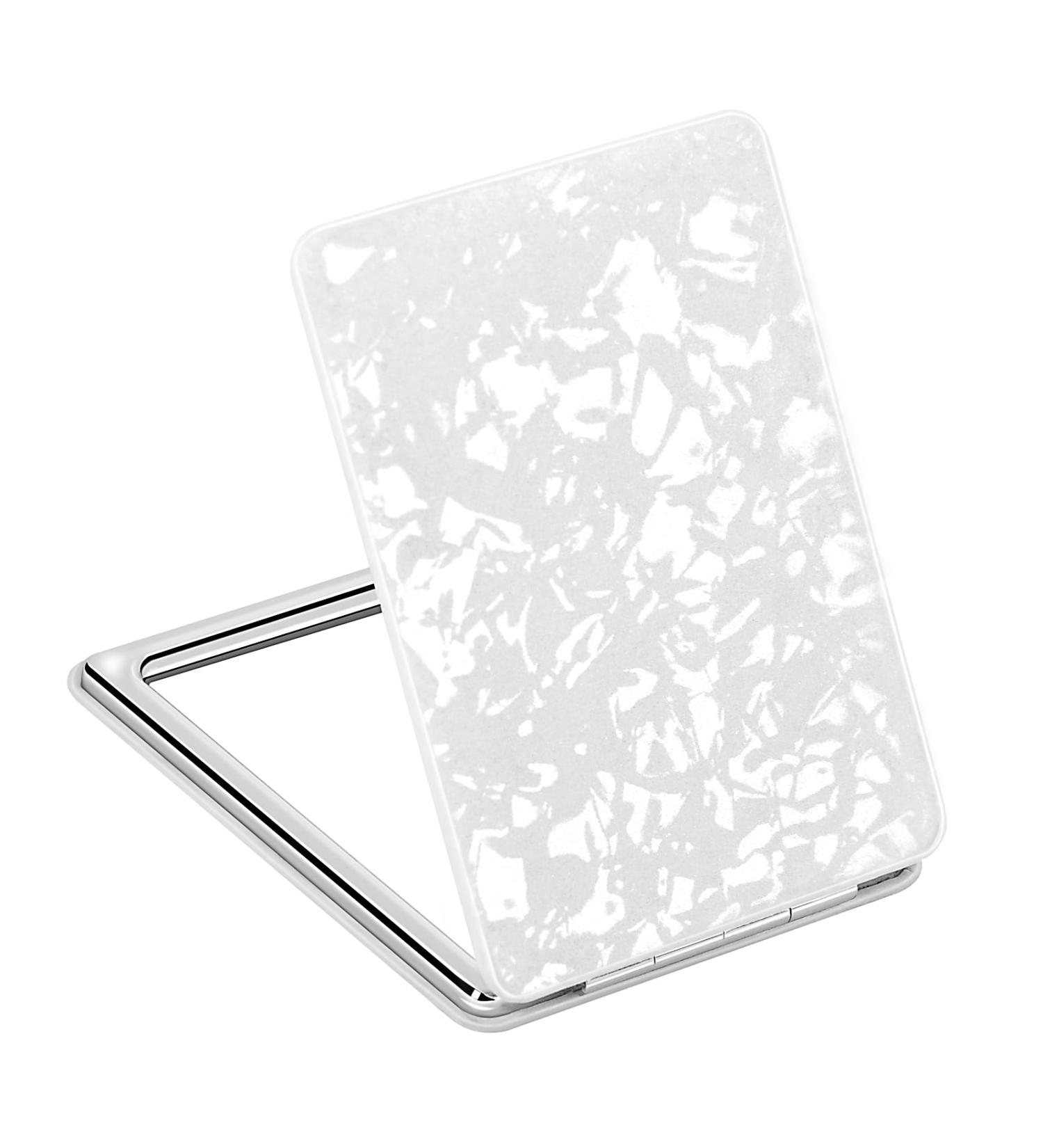 Delicate Compact Travel Vanity Mirror for Girls Women Men Classic White 2-Sided Folding Makeup Mirrors for Pocket Purse Handbag Wallet Portable Magnifying Slim Cosmetic Mirror with 3D Shell Pattern - Buy Online on SooperMarket.com