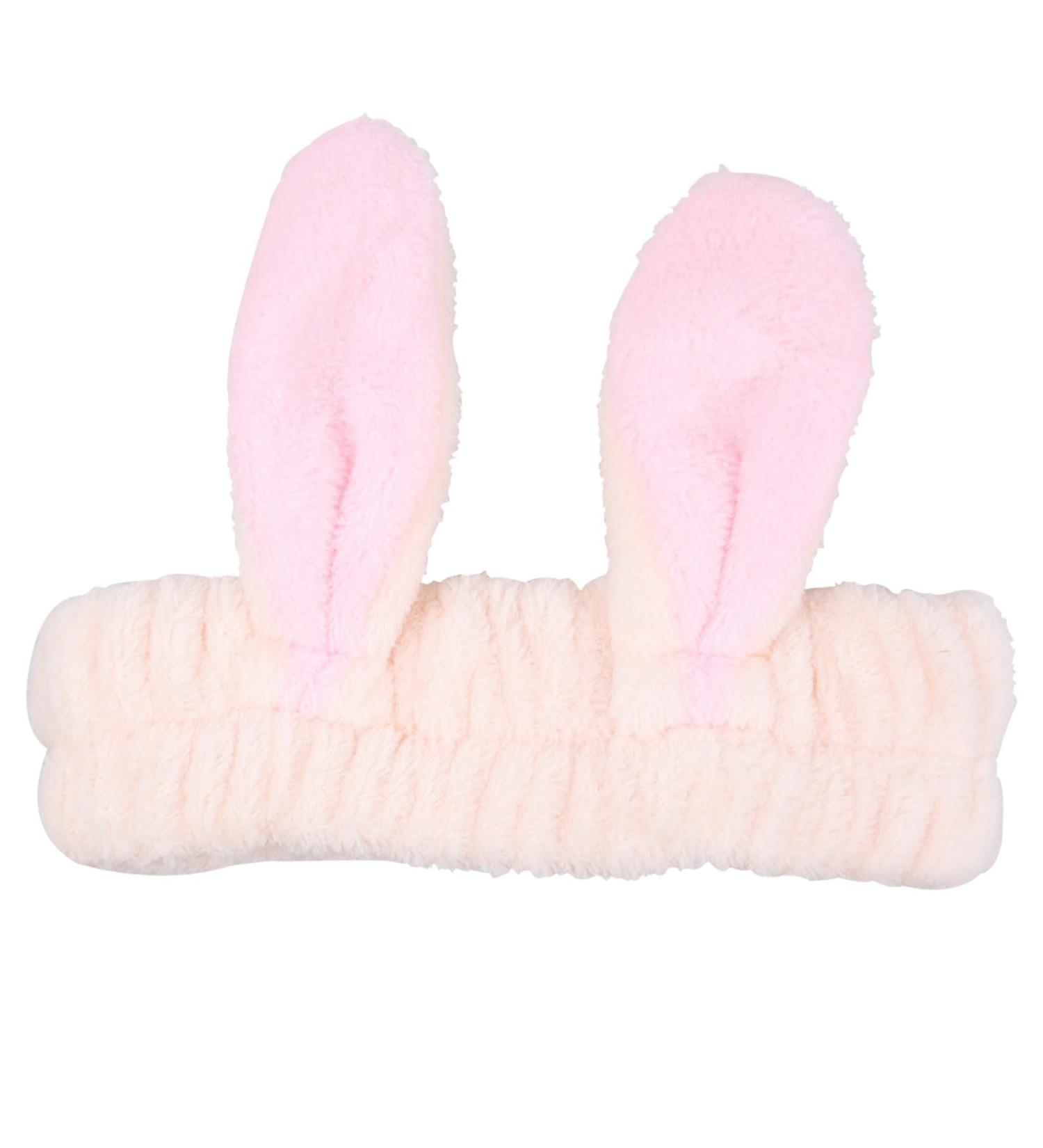 Headband for Washing Face and Makeup Cute Bunny Ear Hairband Elastic Headband for Shower Sports Spa Skincare Beauty Head Wraps Hair Accessories for Women Girls Pink - Buy Online on SooperMarket.com