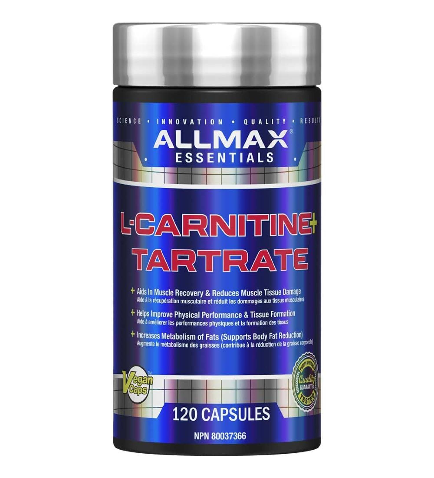 ALLMAX Nutrition - L-Carnitine + tartrate + vitamin B5-120 count capsules - Buy Online on SooperMarket.com
