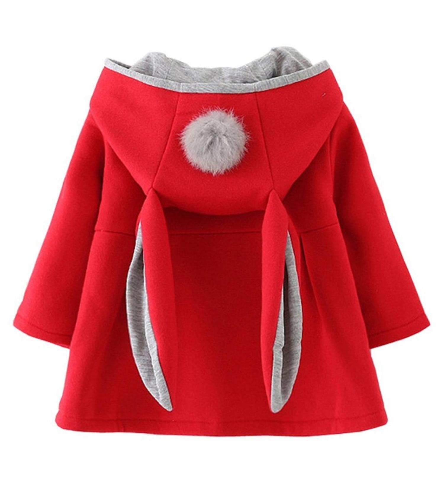 Cute Rabbit Ears Hooded Baby Girl Cloak Coat | TMEOG Newborn Toddler Outwear Winter Clothes 18-24 Months Red - Buy Online on SooperMarket.com