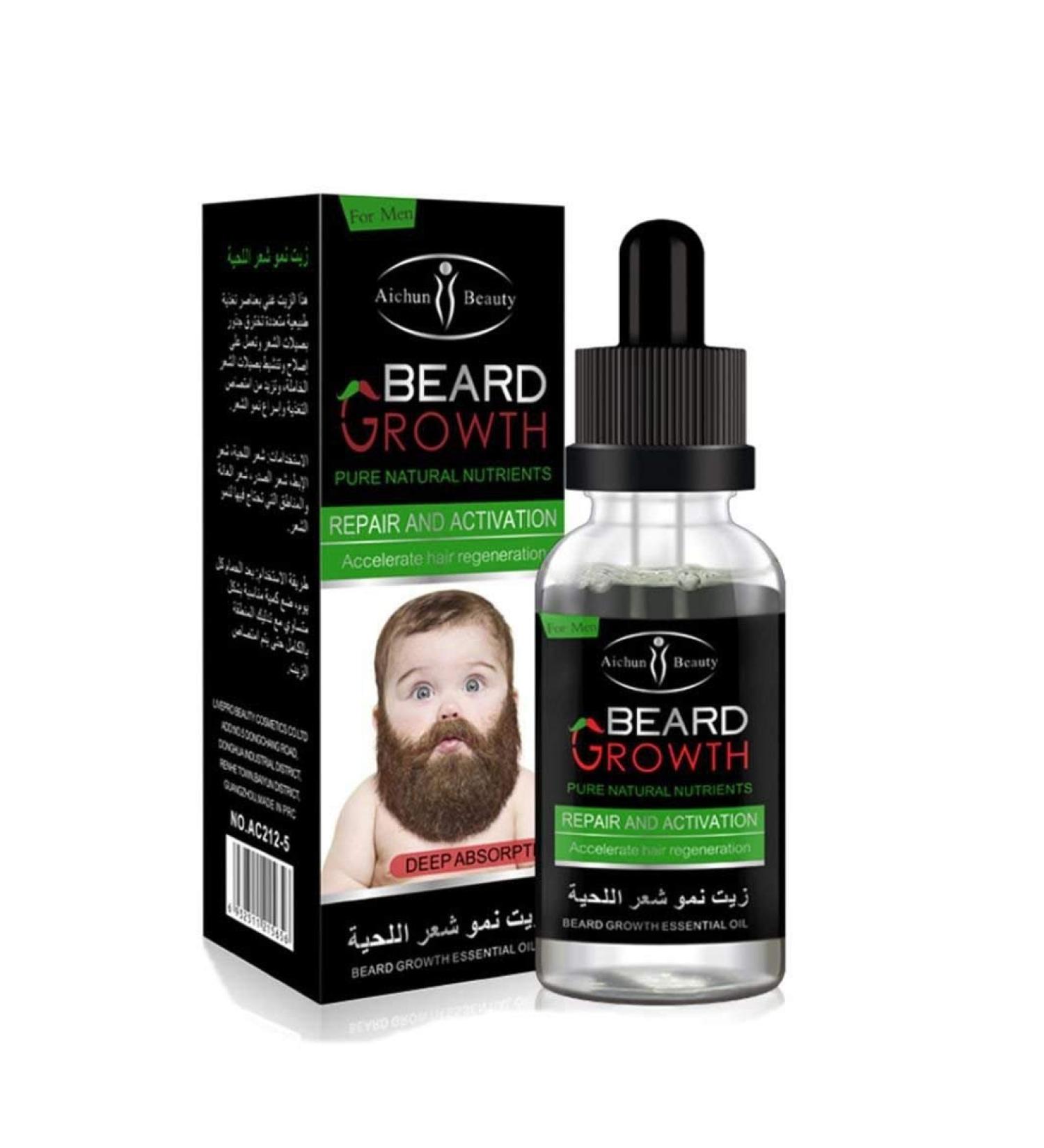Delaman Fast Beard Growth Essential Oil - 30ml Liquid Nutrition for Men's Facial Whiskers - Buy Online on SooperMarket.com