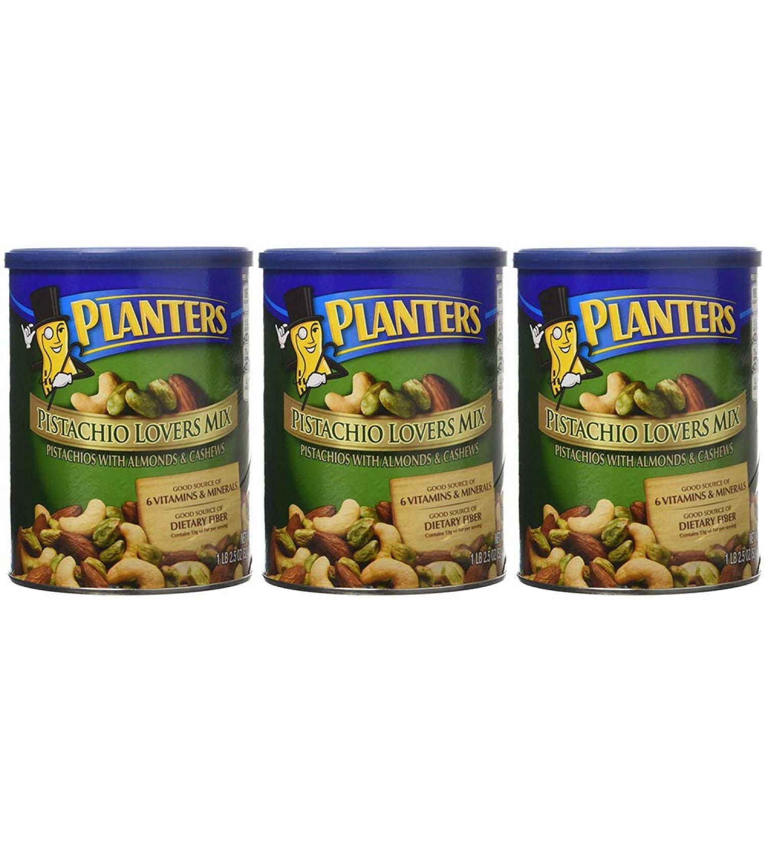 Planters Pistachio Lovers Mix Salted 18.5 Ounce 3 Tubs