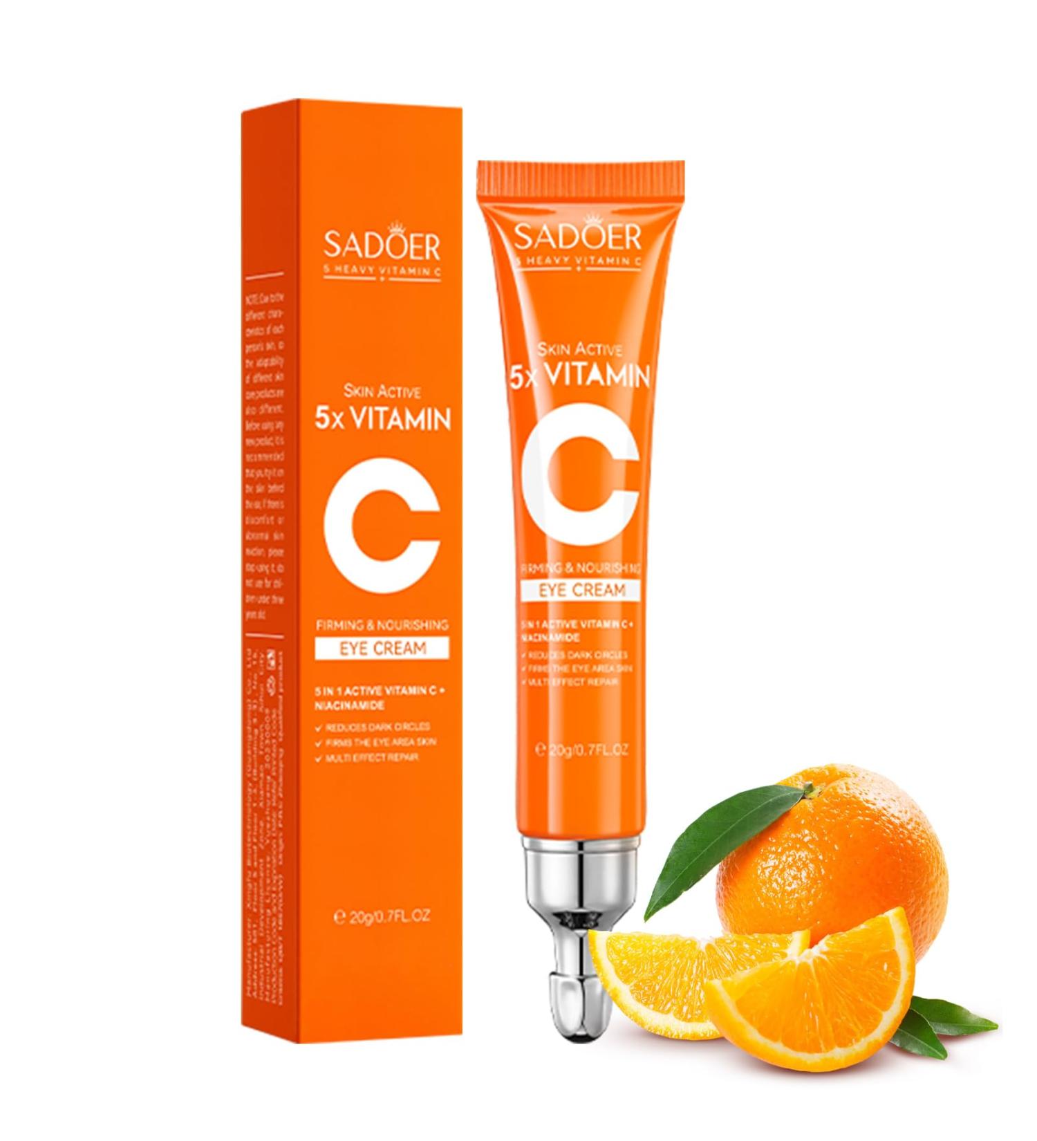 5 in 1 Vitamin C Eye Cream - Anti-Aging Reduces Dark Circles & Puffiness for All Skin Types - Rejuvenate Your Under Eyes & Bags - Buy Online on SooperMarket.com