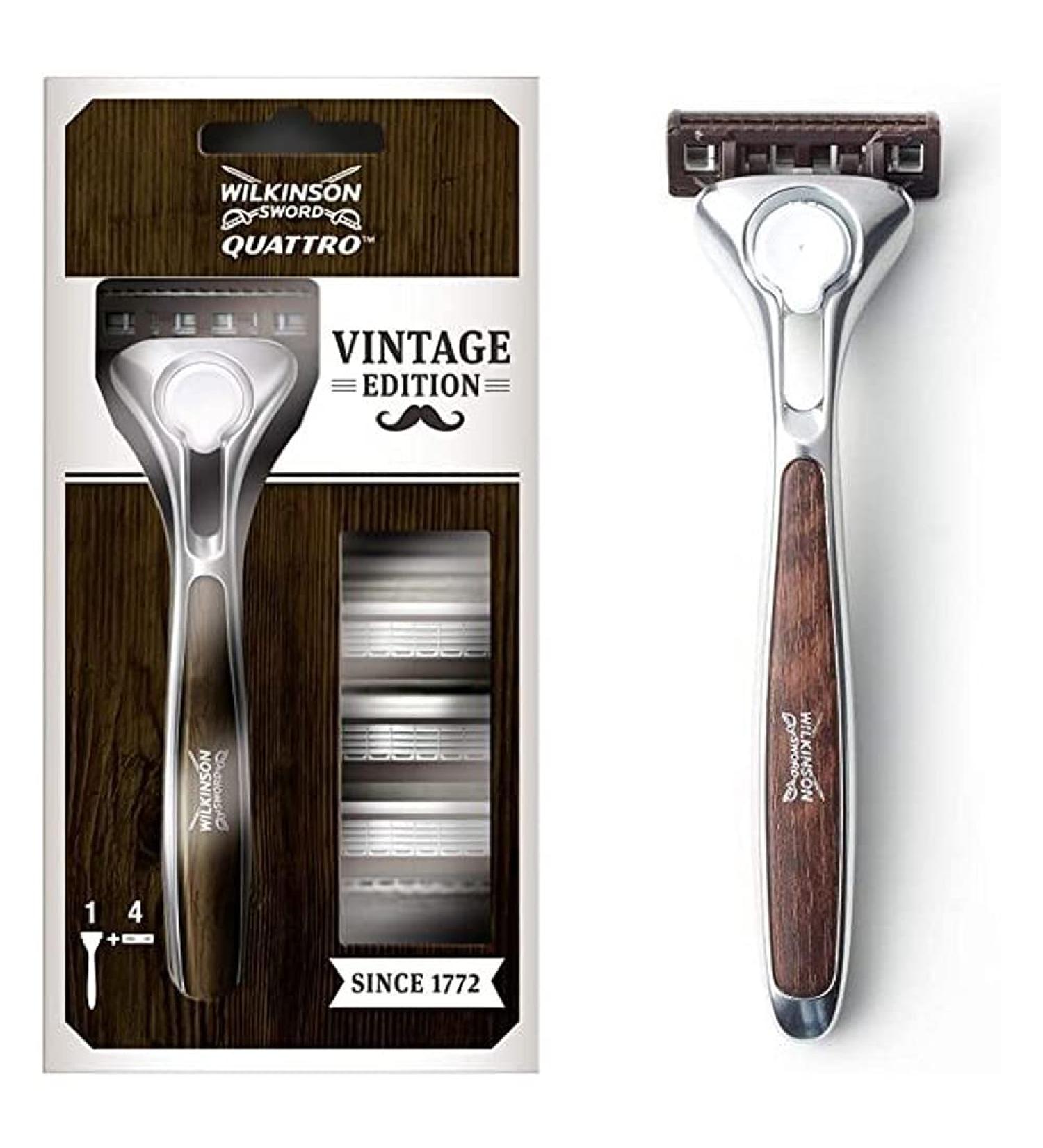 Wilkinson Sword Quattro Men's Razor Vintage Edition - Premium Shaving Experience | 1 Pack - Buy Online on SooperMarket.com