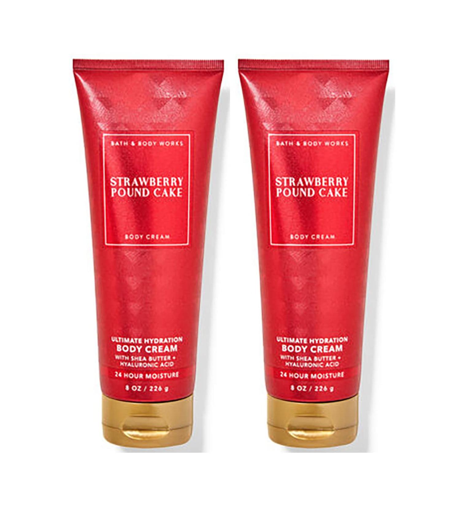 Bath & Body Works Strawberry Poundcake Ultimate Hydration Body Cream For Women 8 Fl Oz 2- Pack (Strawberry Poundcake)