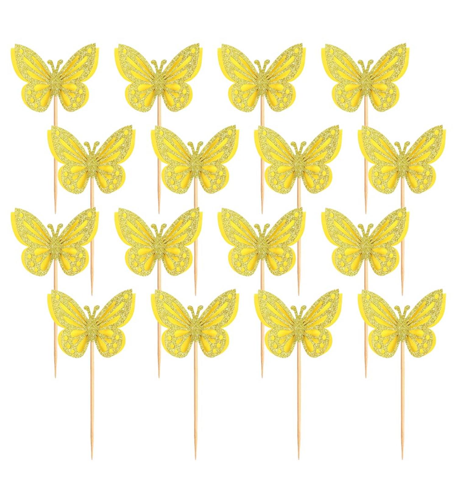 30 Pcs Butterfly Cupcake Toppers Assembled Butterfly Cake Toppers Glitter Butterflies Cake Picks Double Layers Cupcake Topper for Cake Decor Gold - Buy Online on SooperMarket.com