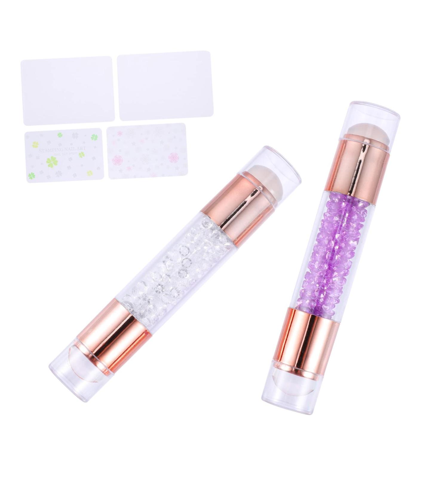 minkissy 2pcs Nail Stamp Nail Art Stamper Head French Tip Nail Tool Nail Art Stamp Tool Nail Art Stamper for French Manicure Nail Art Stamping Tools Silica Gel Template Purple Printing 11.50X2.00X2.00CM Purple - Buy Online on SooperMarket.com