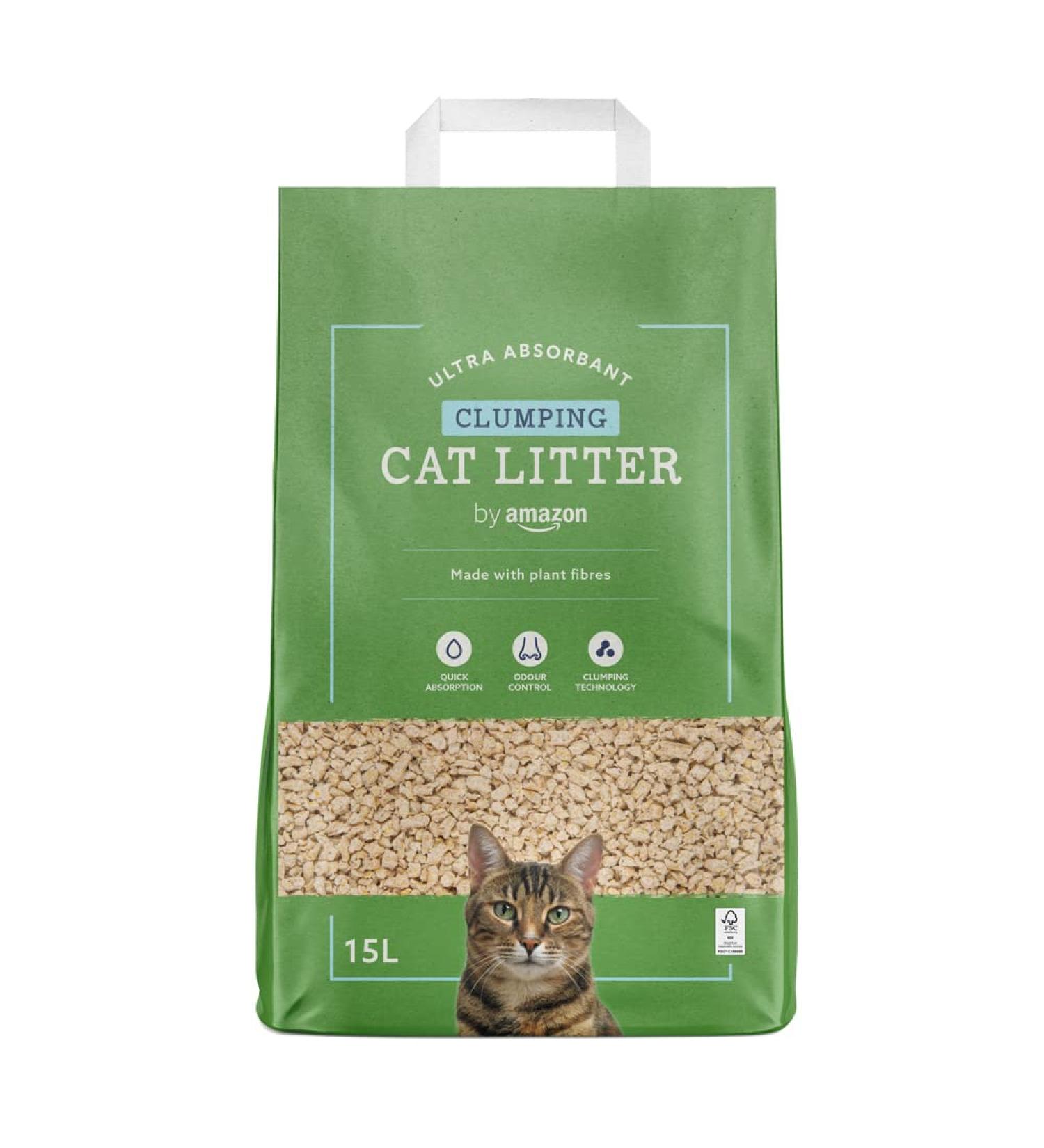 by Amazon - Plant Fiber Cat Litter Odor Control 15 liters 15 L (Pack of 1) - Buy Online on SooperMarket.com