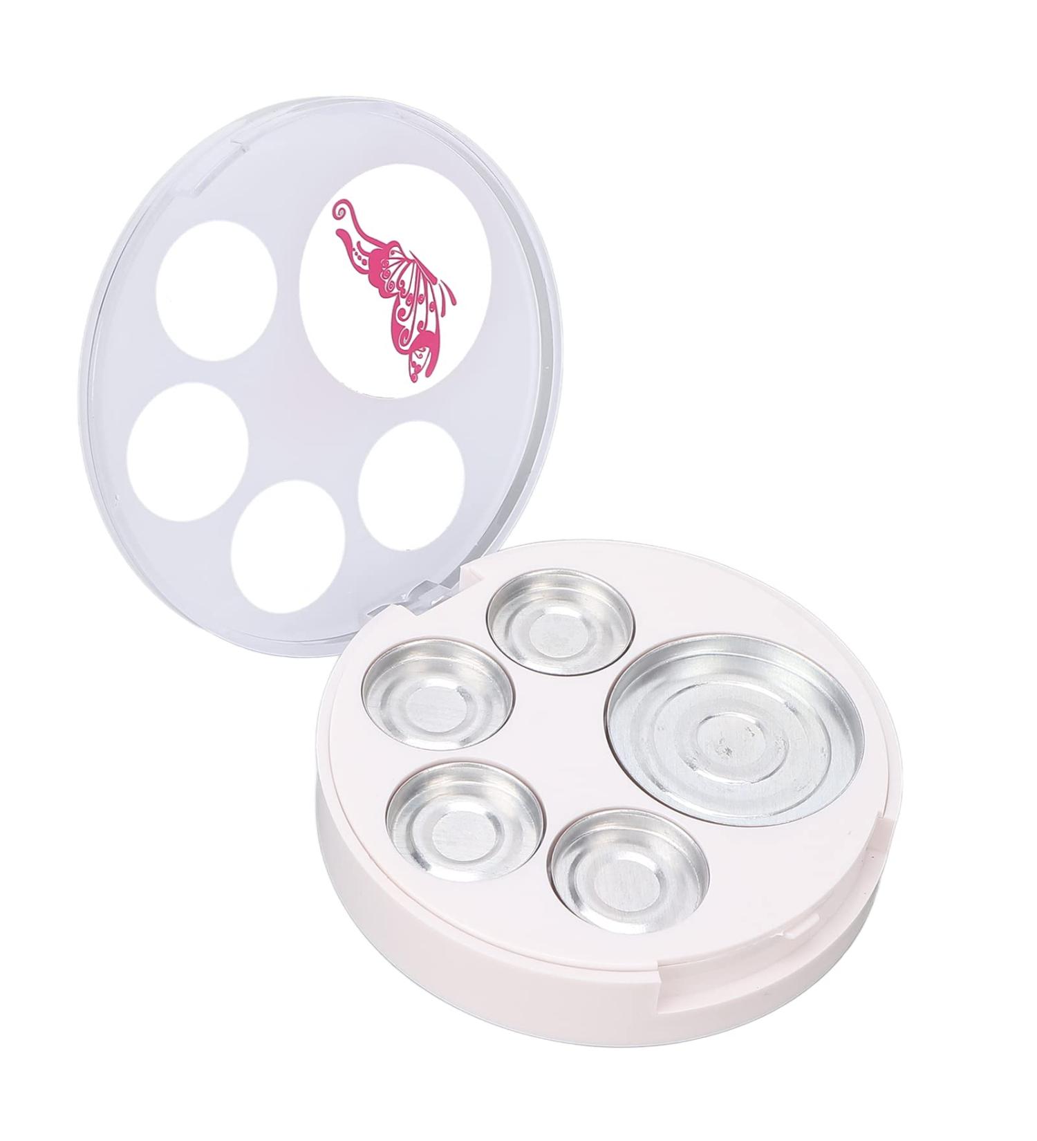 Empty Eyeshadow Makeup Palette - 5pcs Round Metal Pans | DIY Eye Shadow Container for Blush & Brow Powder - International Shipping Available - Buy Online on SooperMarket.com