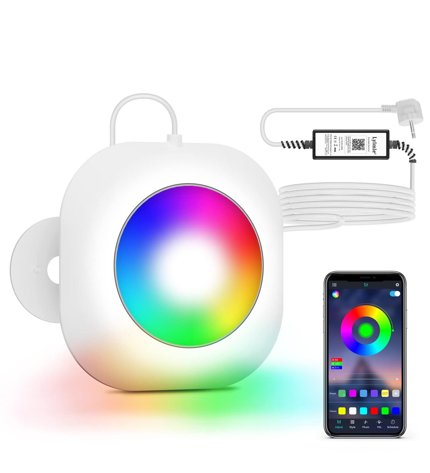 Lylmle 10W LED Pool Lights - Smart Color Changing Underwater Lighting with App Control Dimmable & Timer IP68 Waterproof 8m Cable for Easy Installation - Buy Online on SooperMarket.com