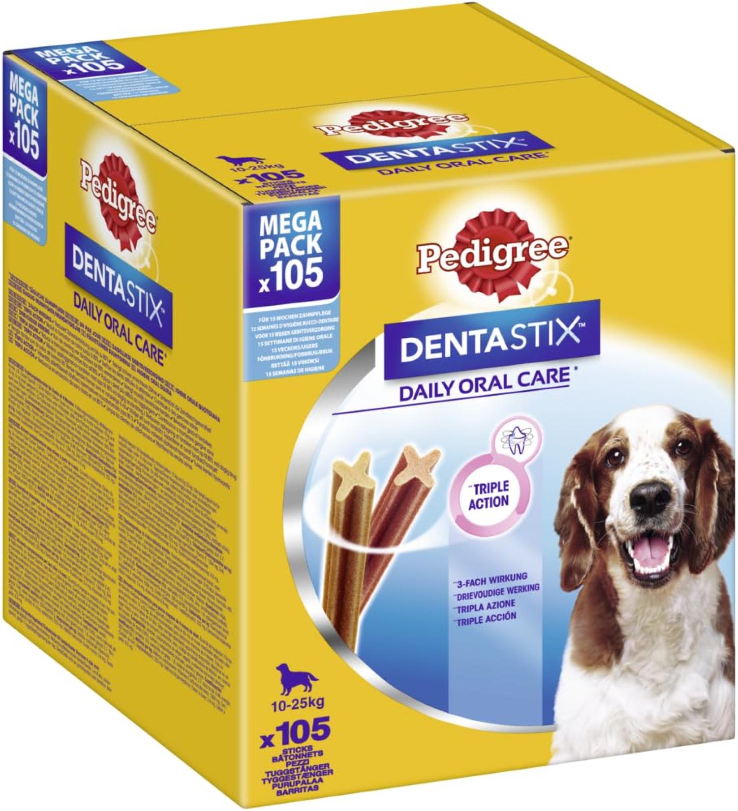 Shop Pedigree DENTASTIX Daily Oral Care Mega Pack - 105 Dental Treats for Dogs (10-25kg) | Premium Dog Snacks & Dental Care - Buy Online on SooperMarket.com