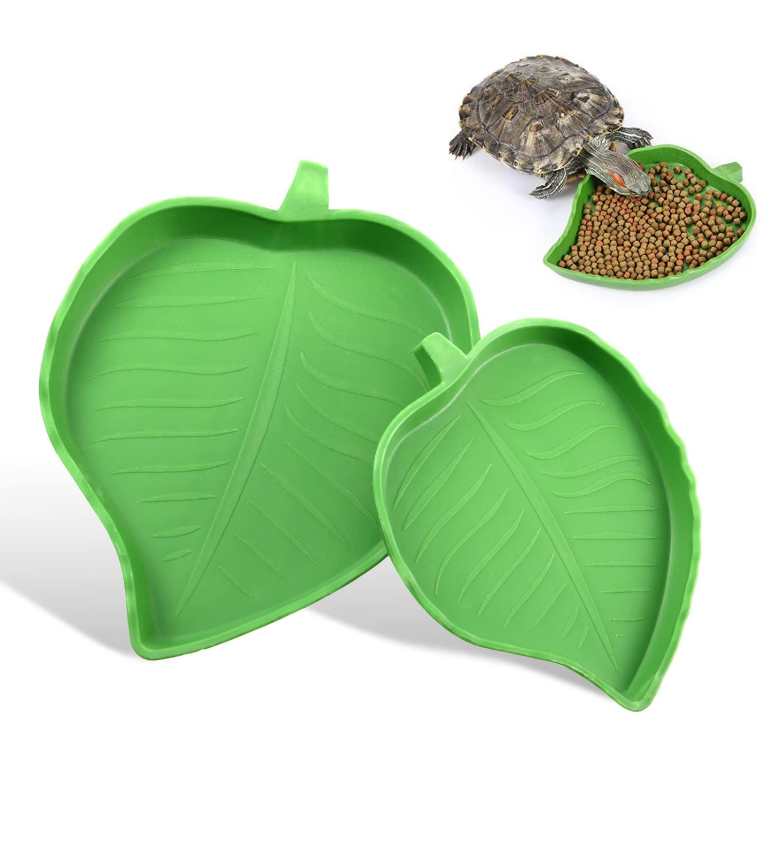 2Pcs Tortoise Water Bowls Reptile Feeding Dish Leaf Shape Reptile Food Water Bowl Feeding and Water Dish Reptile Accessories Tortoise Water Dish Tortoise Cage Accessories - Buy Online on SooperMarket.com