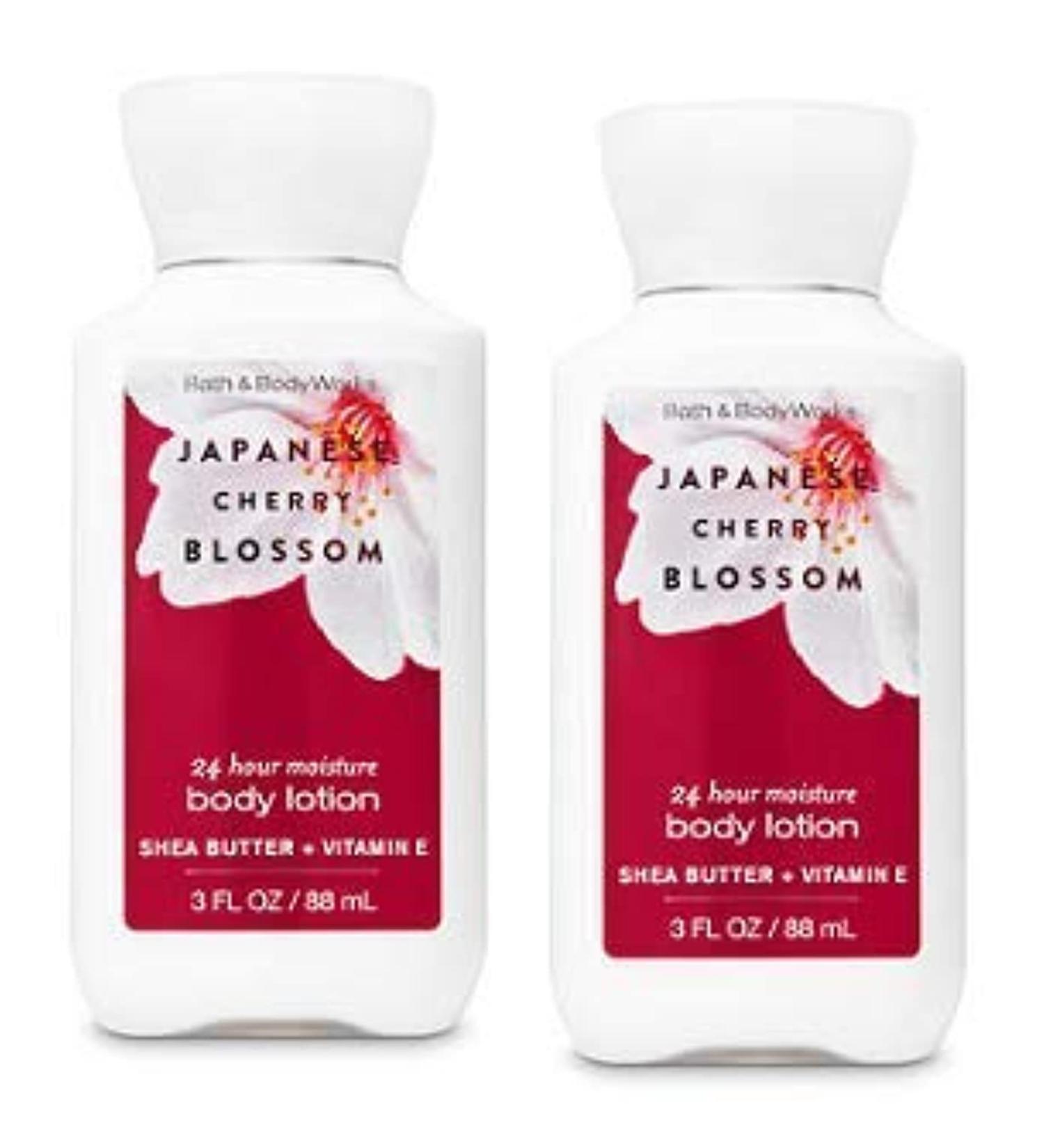 Bath and Body Works 2 Pack 24 Hour Moisture Japanese Cherry Blossom Travel Size Body Lotion 3 Oz.