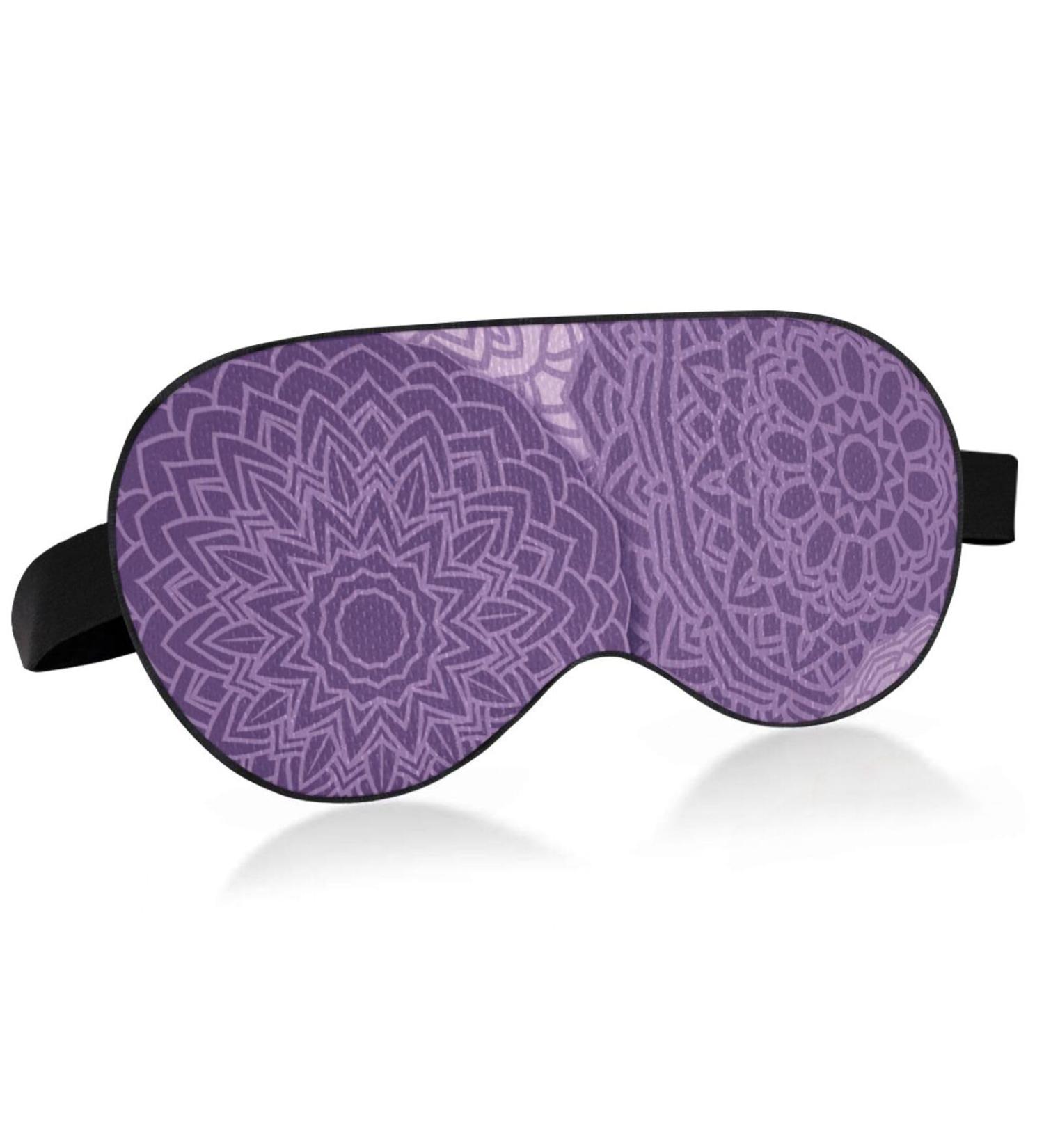 Haskirky Light Blocking Eye Mask - Breathable & Adjustable for Adults | Ideal for Travel, Yoga & Meditation - Purple Mandala Design - Buy Online on SooperMarket.com