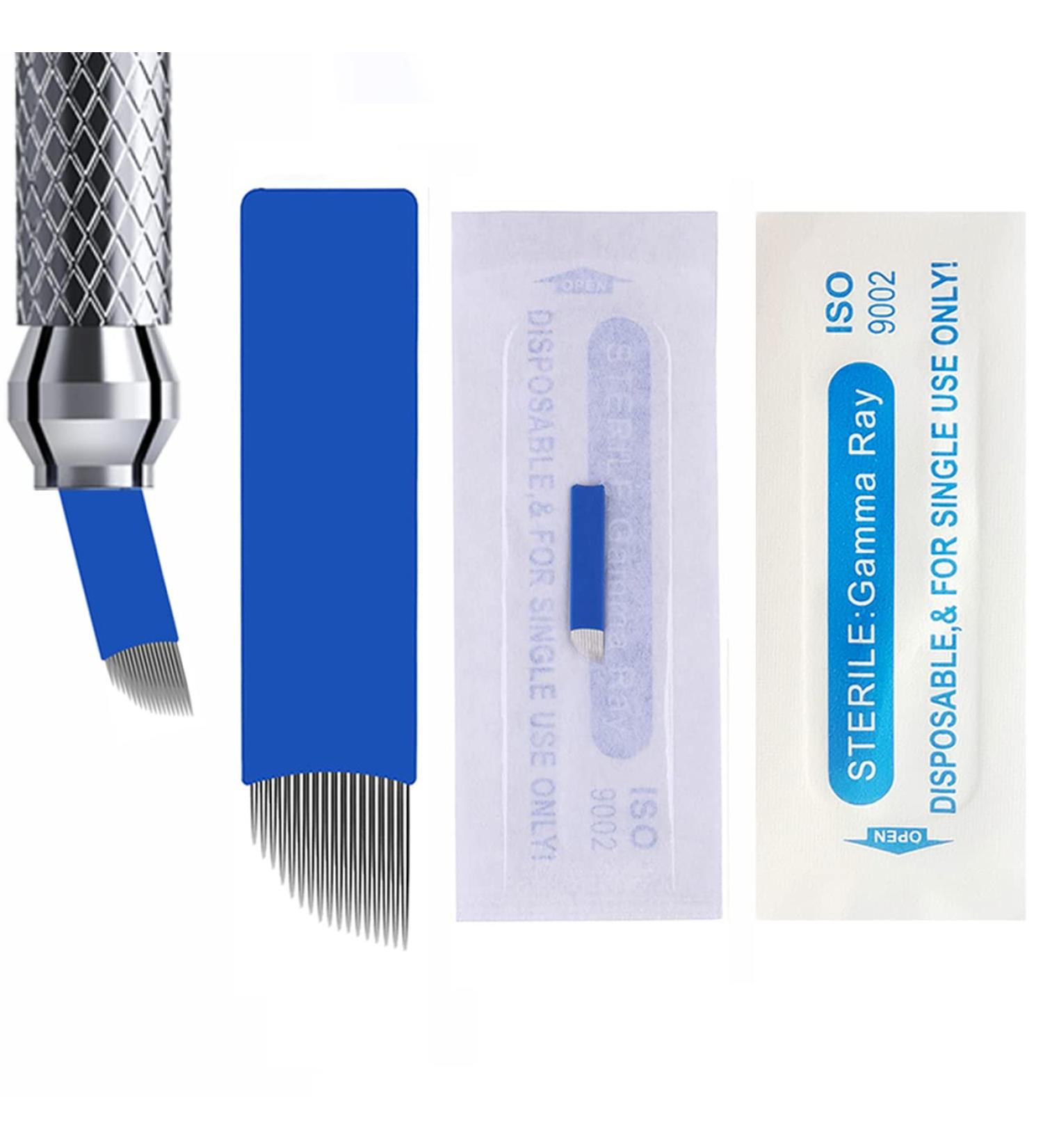 30Pcs Disposable Microblading Needles - Lip & Eyebrow Tattooing | Single Use Only (18 Needle) - Blue - Buy Online on SooperMarket.com