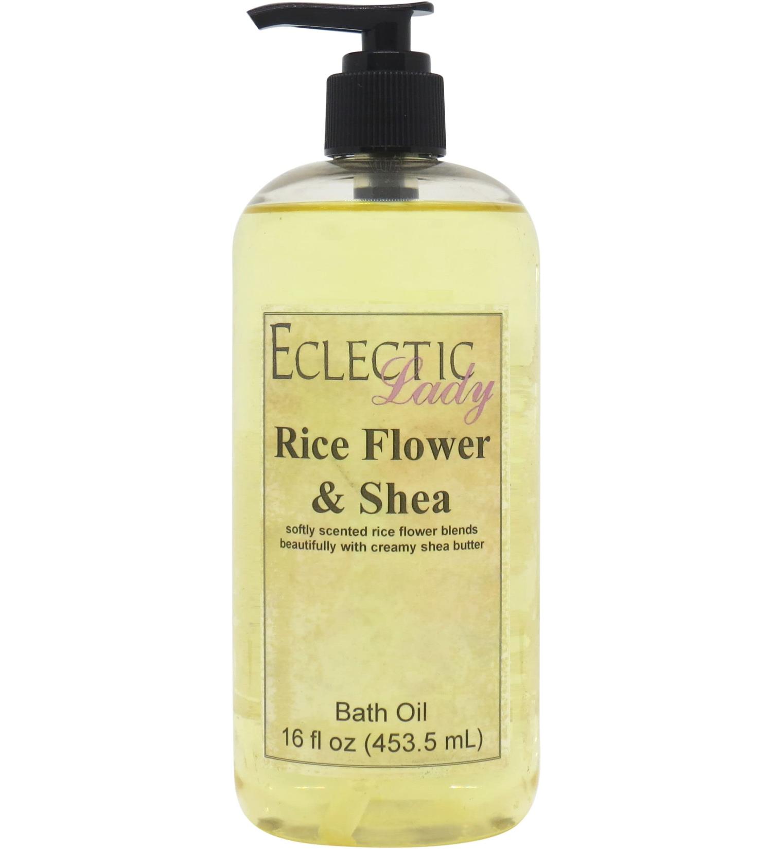 Rice Flower and Shea Bath Oil by Eclectic Lady | Nourishing & Relaxing Scented Bath Oil for Dry Sensitive Skin | 16 oz Fragrance Body Oil - Buy Online on SooperMarket.com