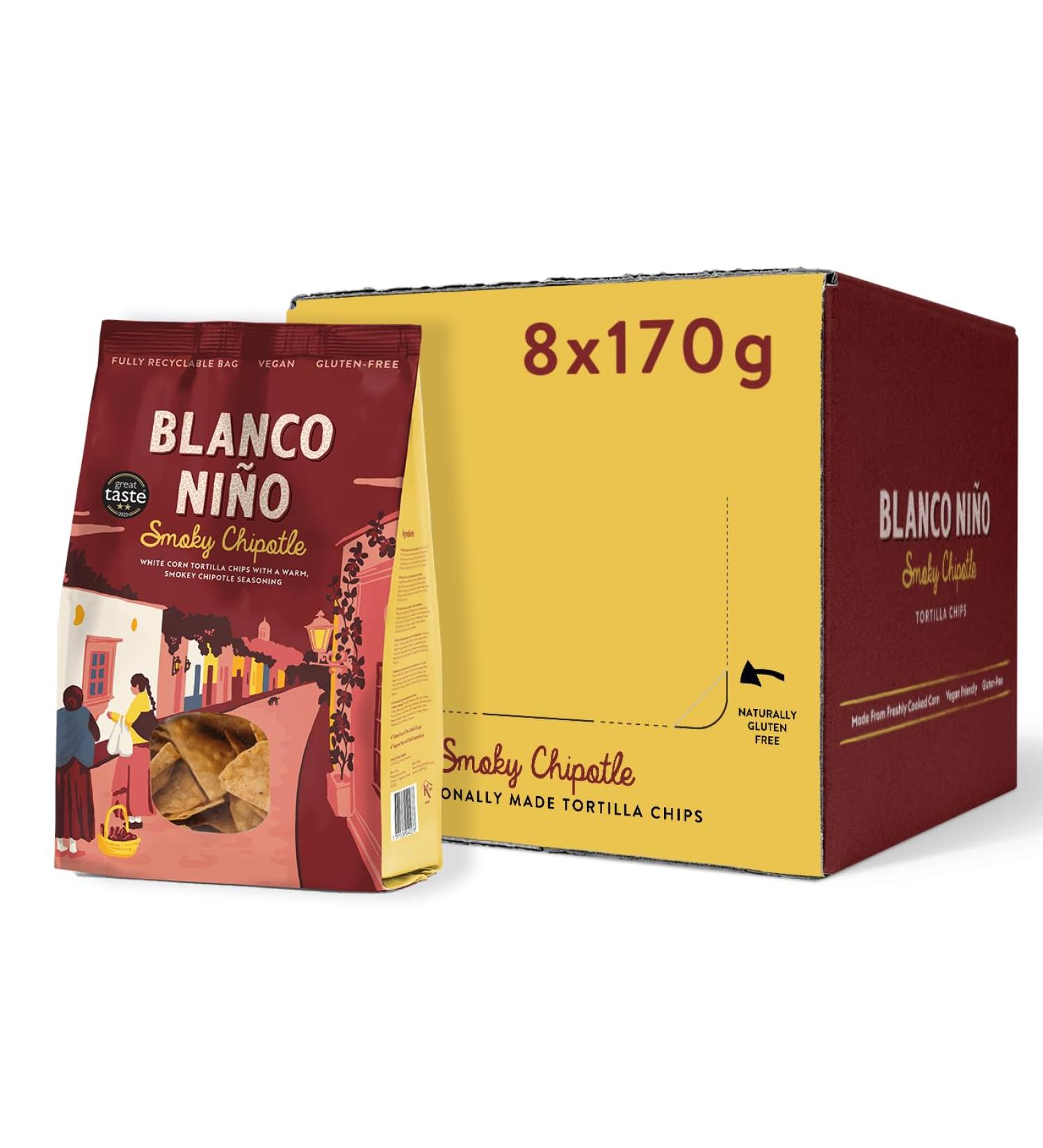 Blanco Ni o - Traditional Tortilla Chips - Smoky Chipotle - 8 x 170g - Buy Online on SooperMarket.com