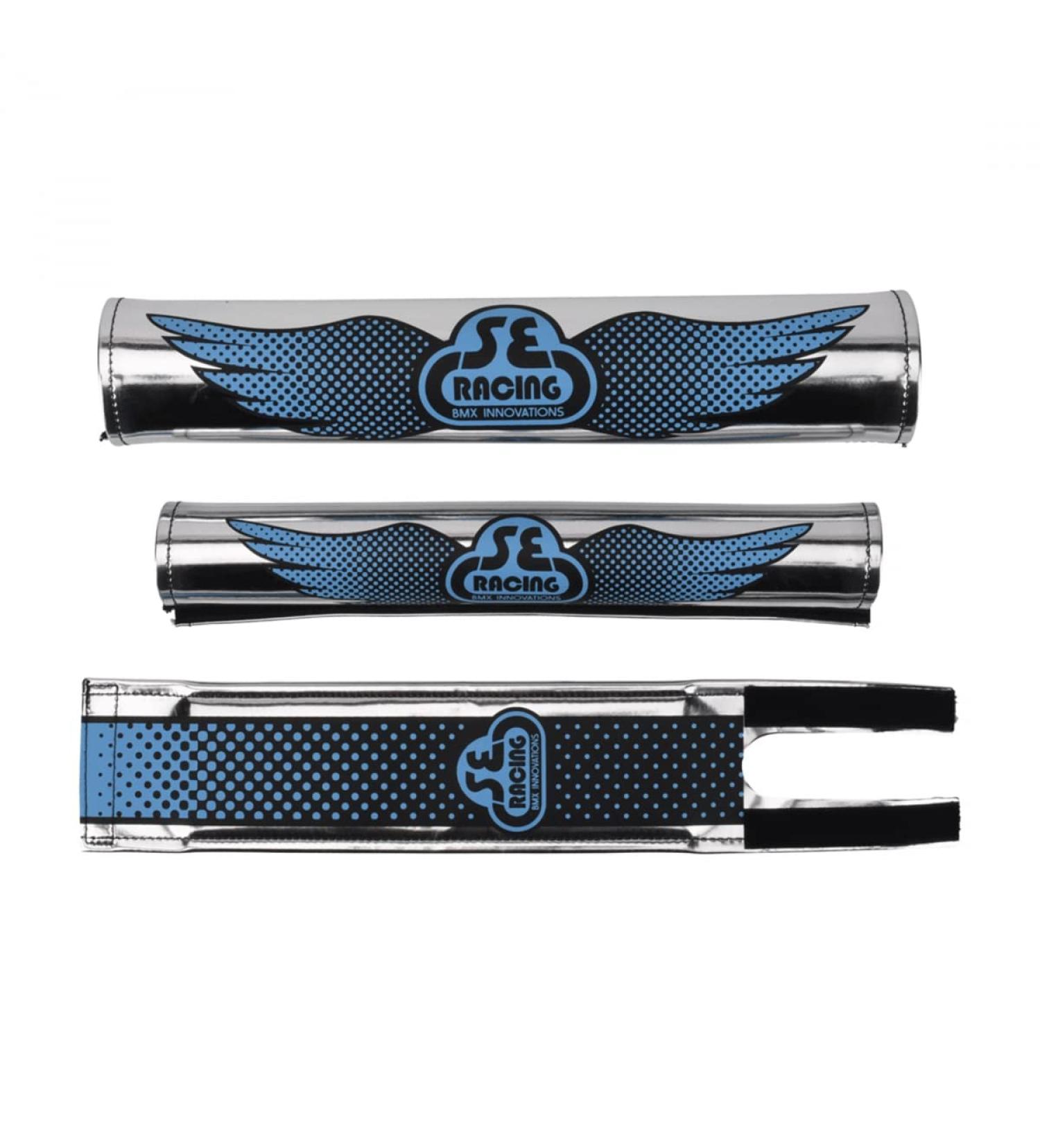 SE Racing Wing Logo Pad Set Vinyl Chrome/Black/Blue