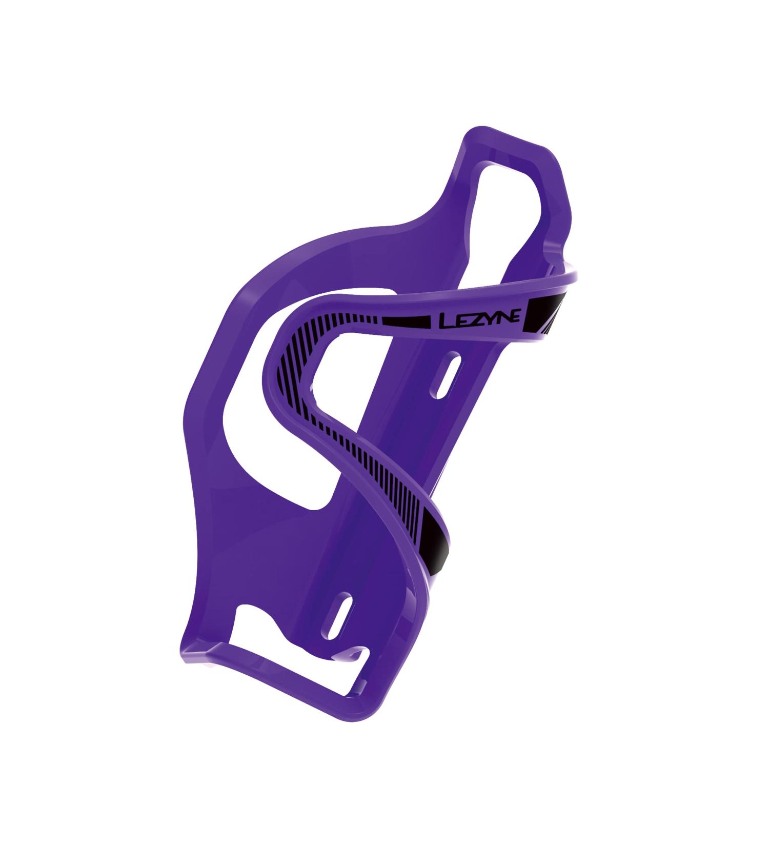 Lezyne Flow SL Enhanced | Bike Water Bottle Cage, Composite, Left, Purple, 48g, Road, Mountain, Gravel Cycling Water Holder Purple Left