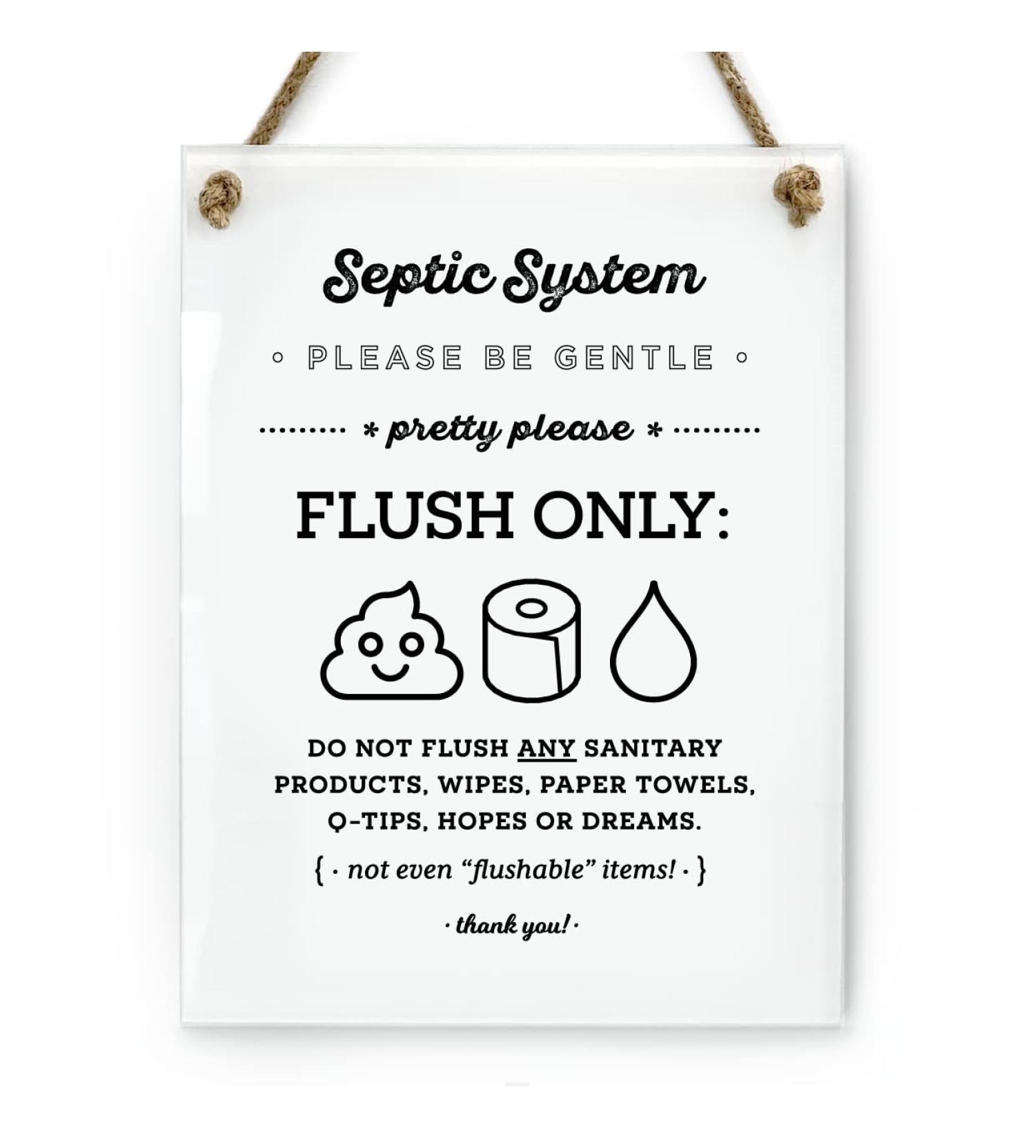 Reilly Originals 6x8 Cute Emoji Septic System Bathroom Sign - Premium Finish, Ready to Hang - Buy Online on SooperMarket.com
