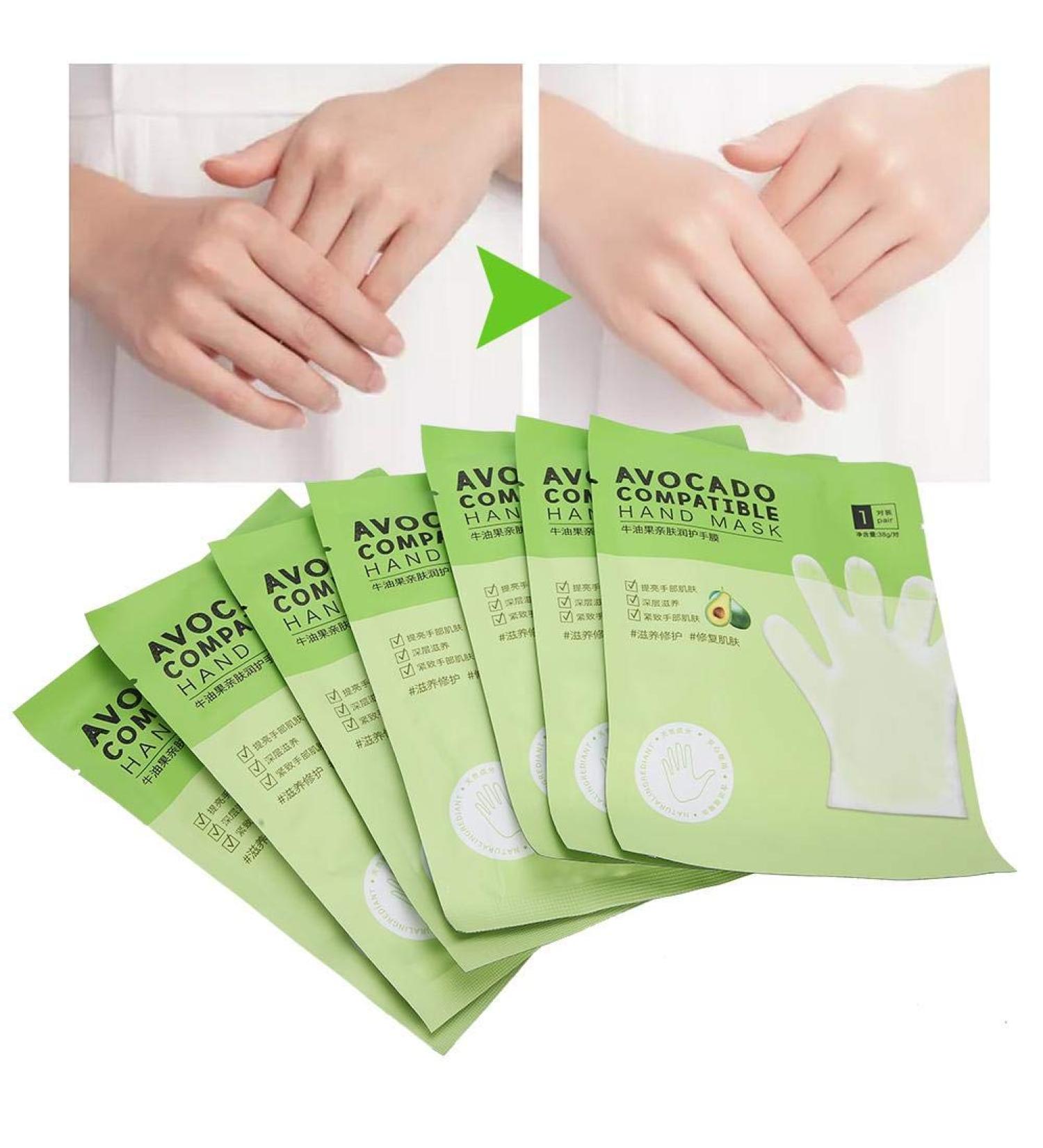 7PC Avocado Hand Moisturizing Gloves | Anti-Dry Hand Care & Skin Renewal Mask | Nourishing Skin-Friendly Treatment for Aging & Cracked Hands - Buy Online on SooperMarket.com
