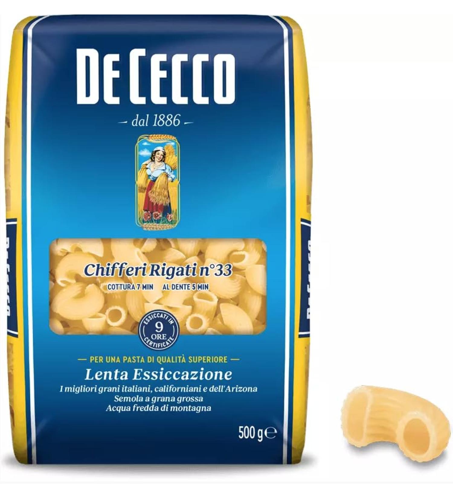 De Cecco Chiferi Rigate Pasta N33 500g - Pack of 3 - Buy Online on SooperMarket.com