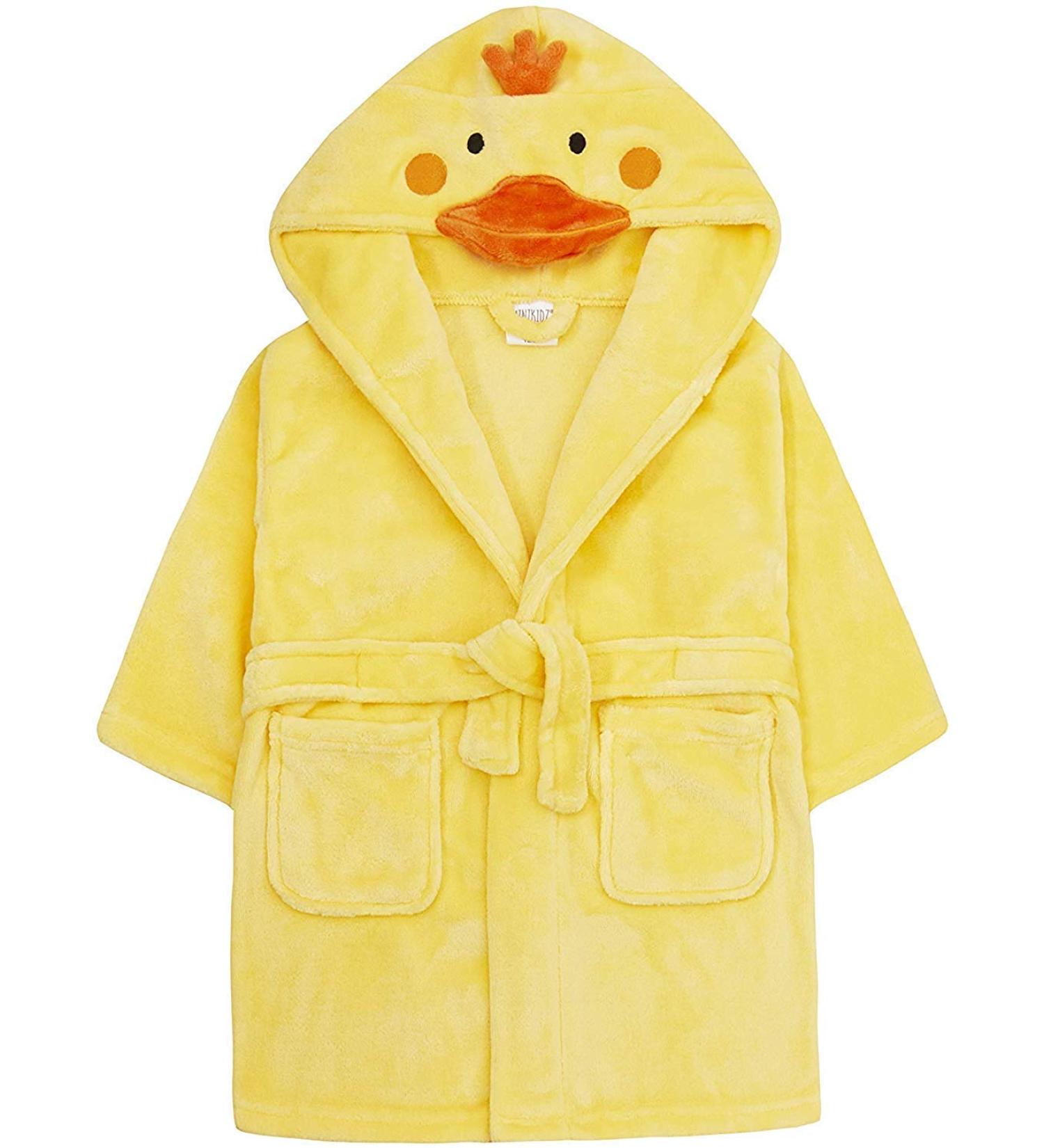 Baby Novelty Dressing Gown Cute Animal Hooded Face Detail 6-12 12-18 18-24 2-3 3-4 4-5 5-6 Duck 5-6 Years