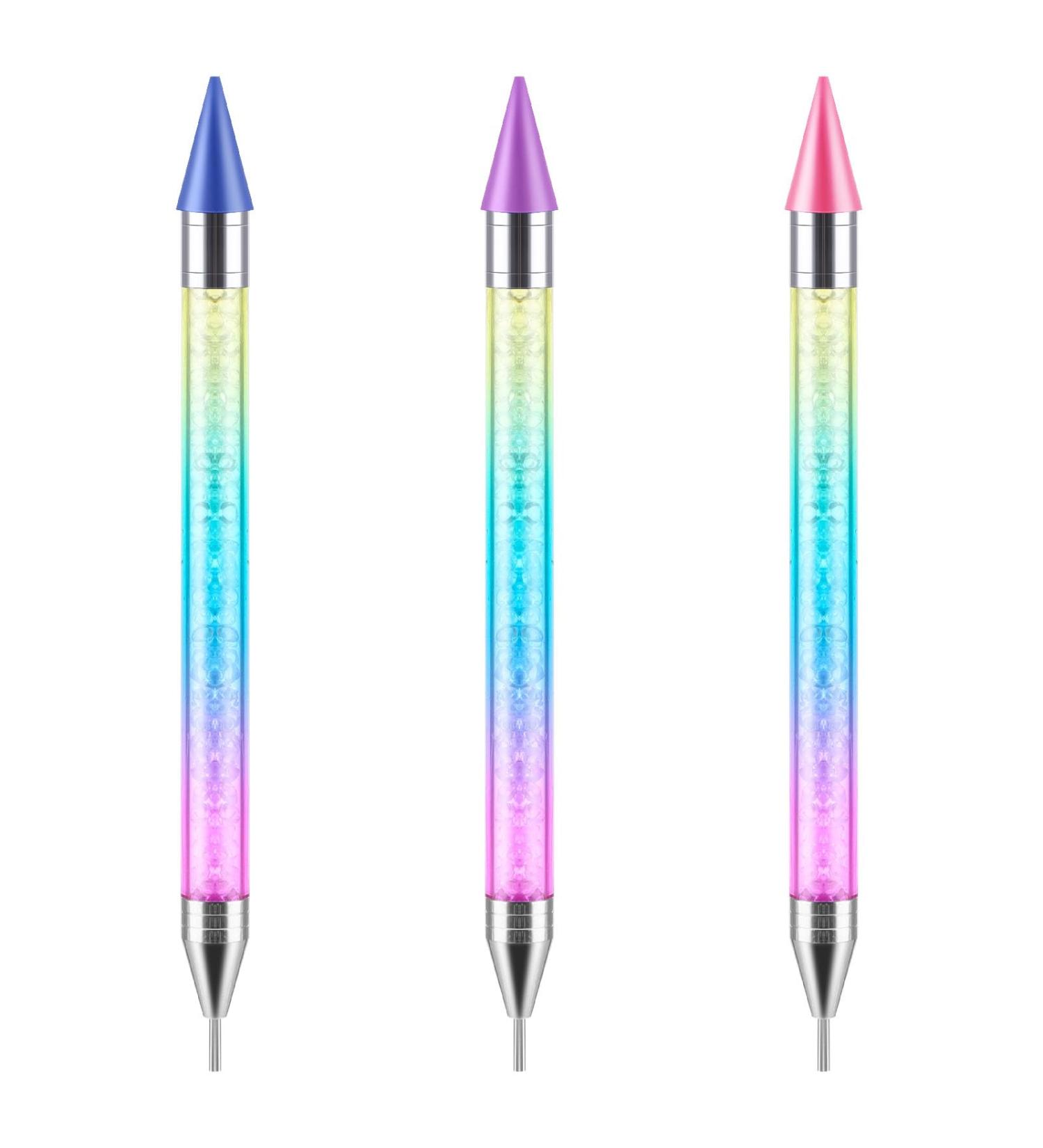 Bewudy 3 Pcs Nail Rhinestone Picker Dotting Pen Set | Dual-ended Wax Pencil Tool for Nail Art DIY Decoration | Jewelry Dotting Pen in Blue Pink Purple - Buy Online on SooperMarket.com