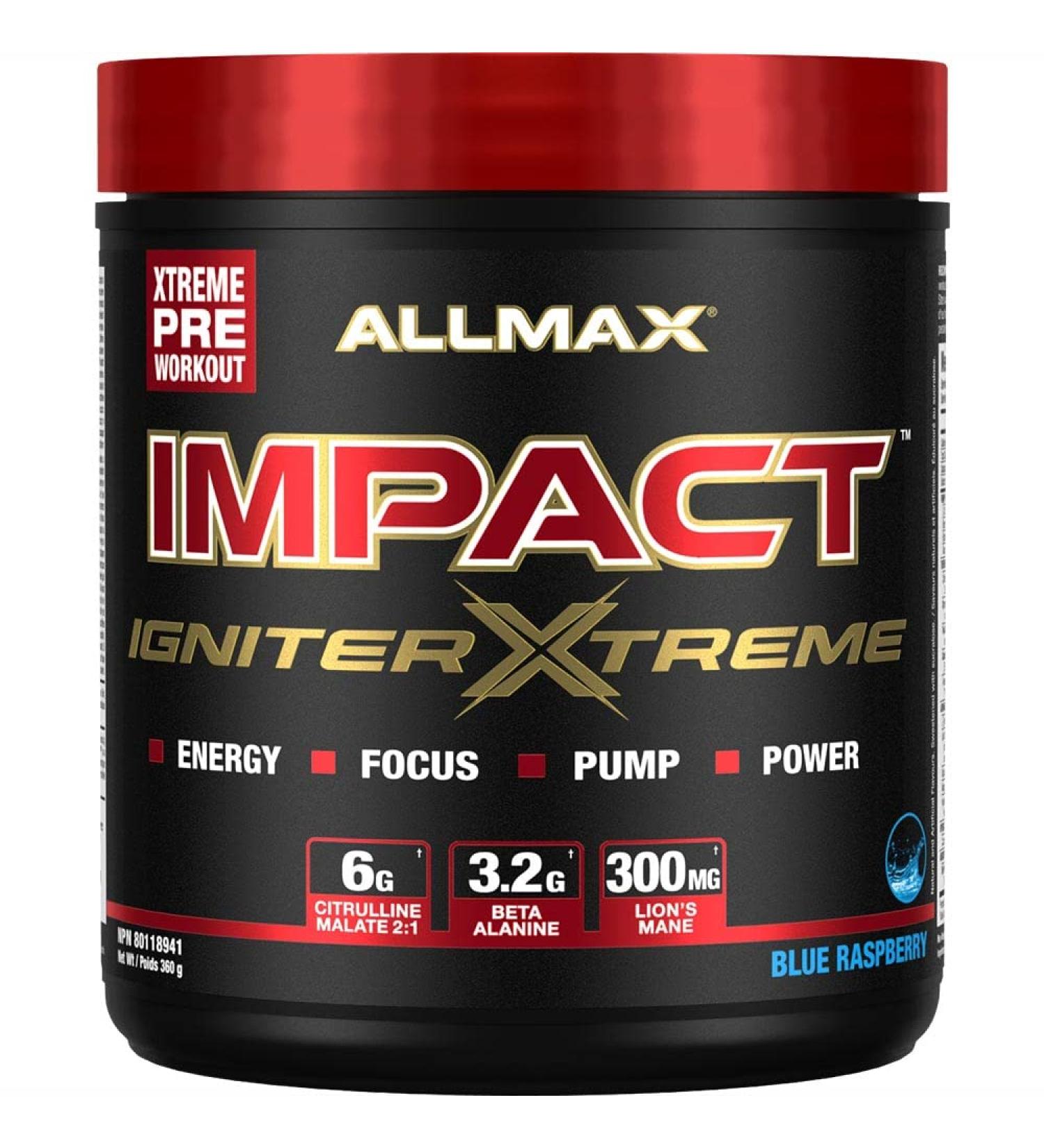ALLMAX Nutrition - Impact Igniter Xtreme Pre Workout Powder - with Citrulline Malate Beta - Alanine Caffeine Taurine and Betaine anhydrous - Blue Raspberry - 360g Blue Raspberry 20 Servings (Pack of 1) - Buy Online on SooperMarket.com