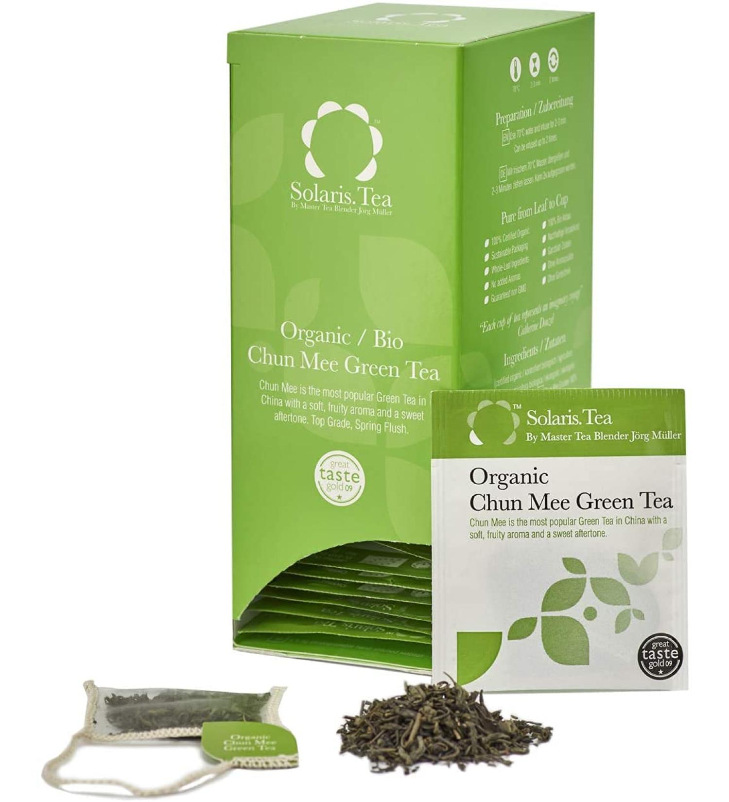Buy Solaris Tea Organic Chun Mee Green Tea - 40 Silk Bags | Premium Green Tea 60g - International Shipping Available - Buy Online on SooperMarket.com