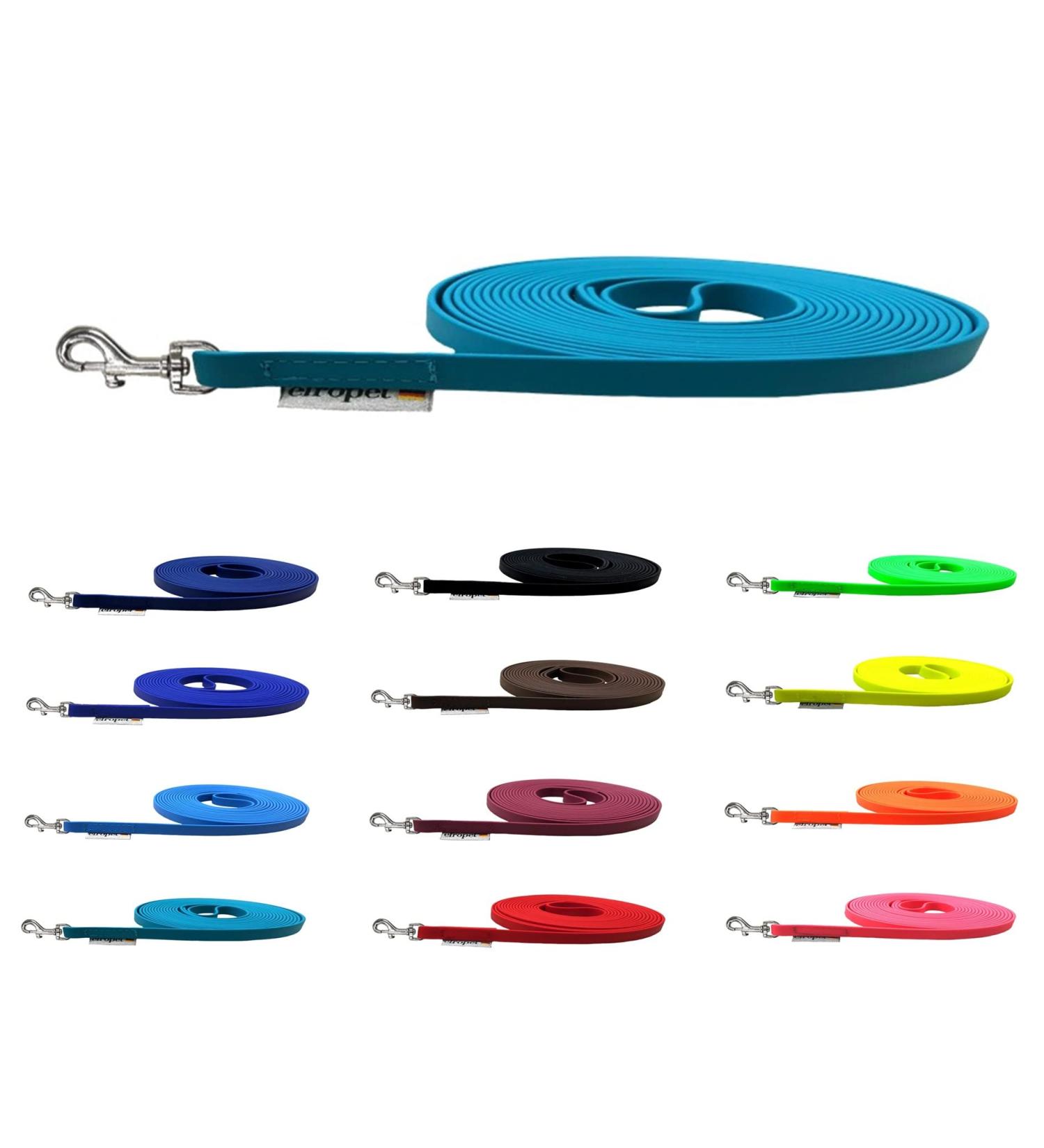 Premium Biothane Dog Leash for Small Dogs - 9mm 3m 5m 10m 15m | Durable Waterproof Hand Loop Design in Petrol Color - Buy Online on SooperMarket.com