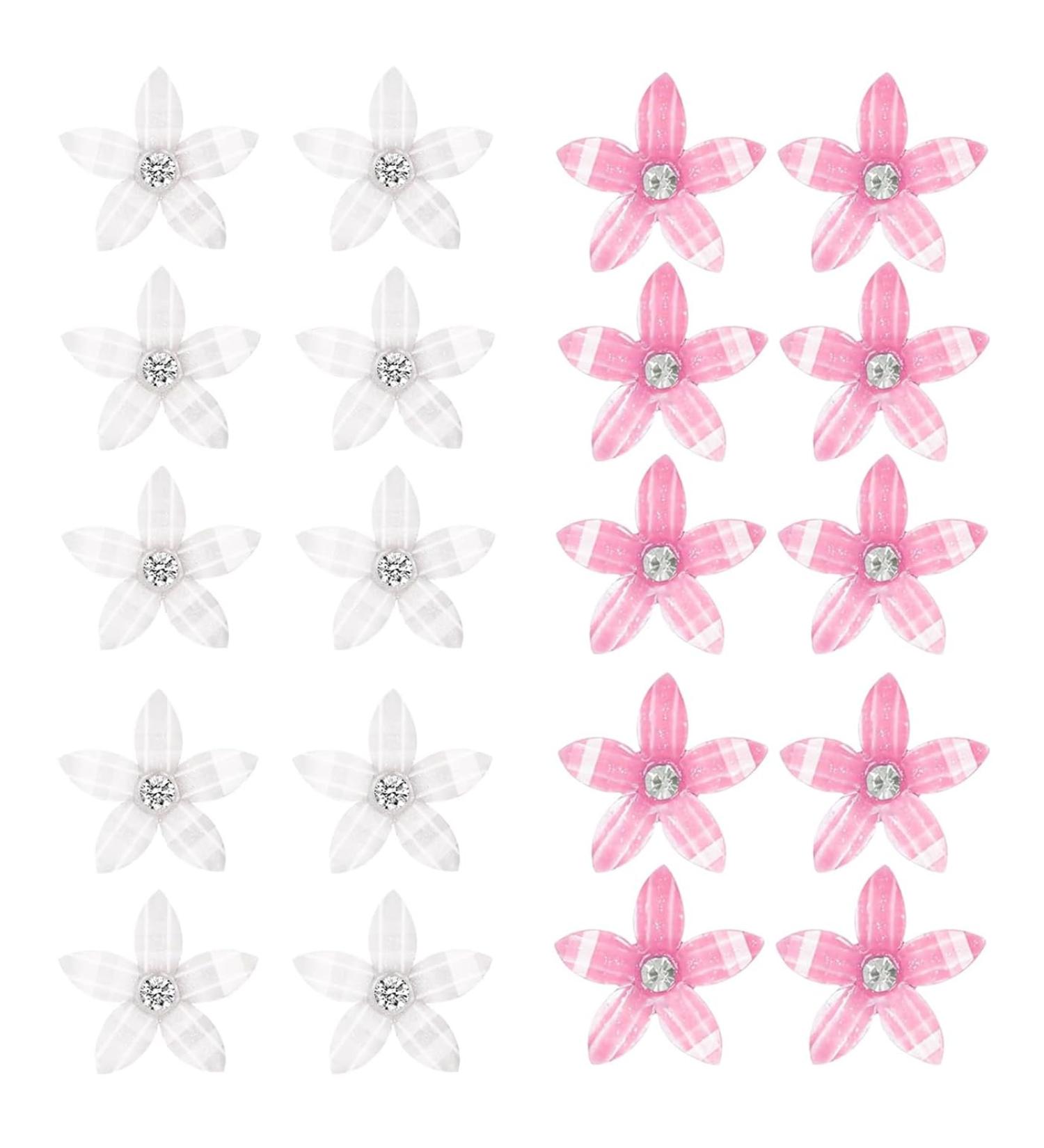 AYNKH 20 Pieces Small Lily Flower Hair Clips White Pink Rhinestone Cute Metal Pins for Girls Women Bridal Wedding Decorative Daily Hair Accessories - Buy Online on SooperMarket.com
