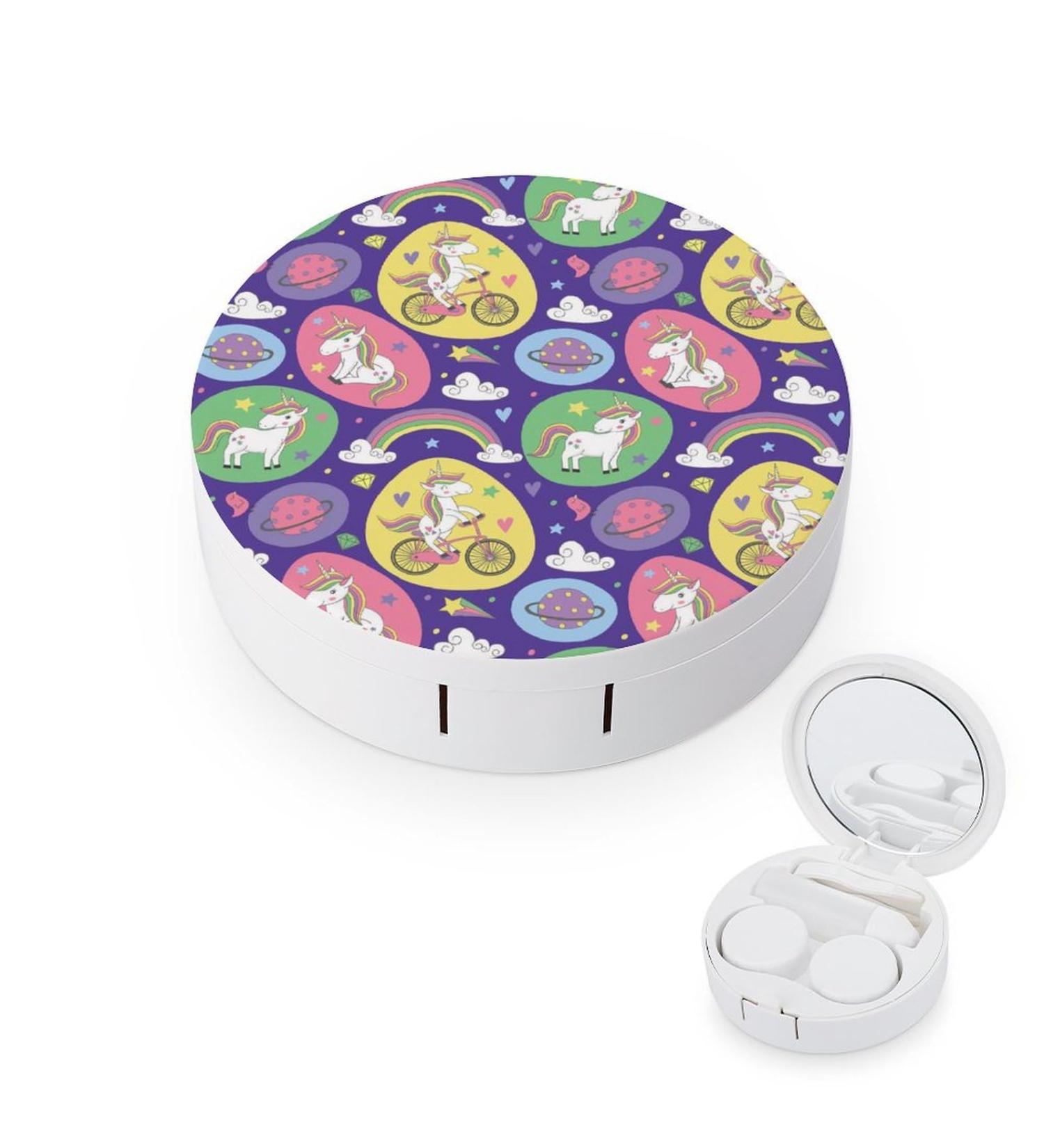 Magic Pattern with Unicorn Contact Lens Travel Kit Portable Cute Contact Box with Mirror for Daily Outdoor - Buy Online on SooperMarket.com