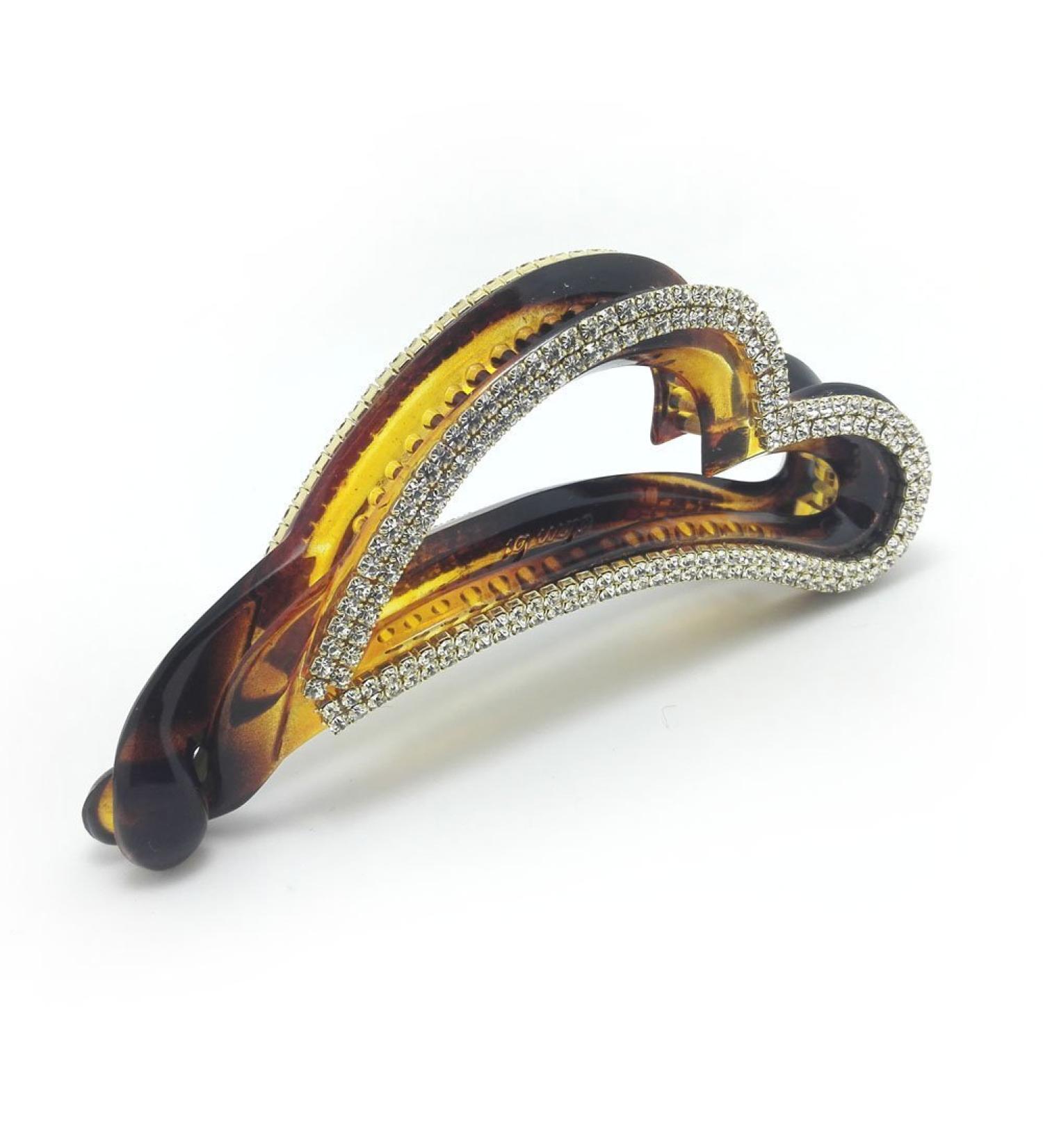 Meilliwish Noble Brilliant Heart-shaped Banana Hair Clip (H08)(Brown)