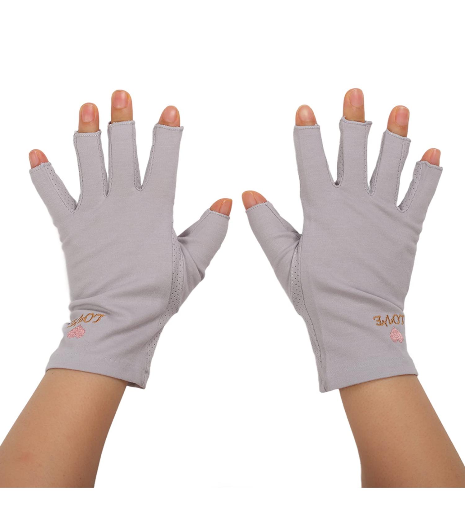 Anti UV Gloves for Gel Nail Lamp Manicure Gloves UV Protection Stretchy Breathable Fingerless Fiber Cotton Nail Lamp Gloves for Home Salon(Gray) - Buy Online on SooperMarket.com